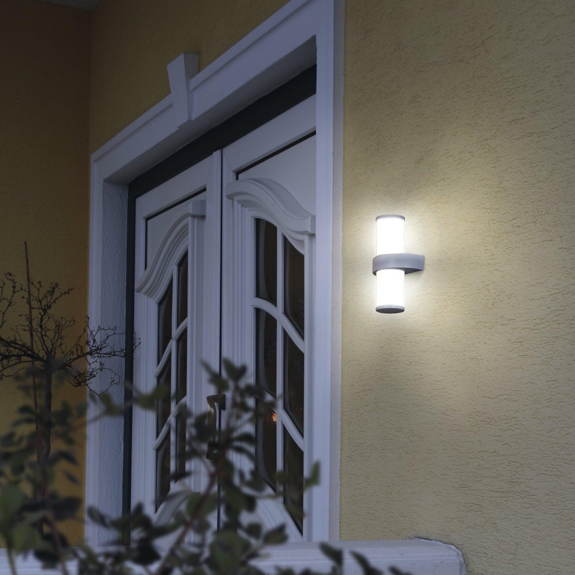 eglo beverly stainless steel white glass ip44 outdoor wall light