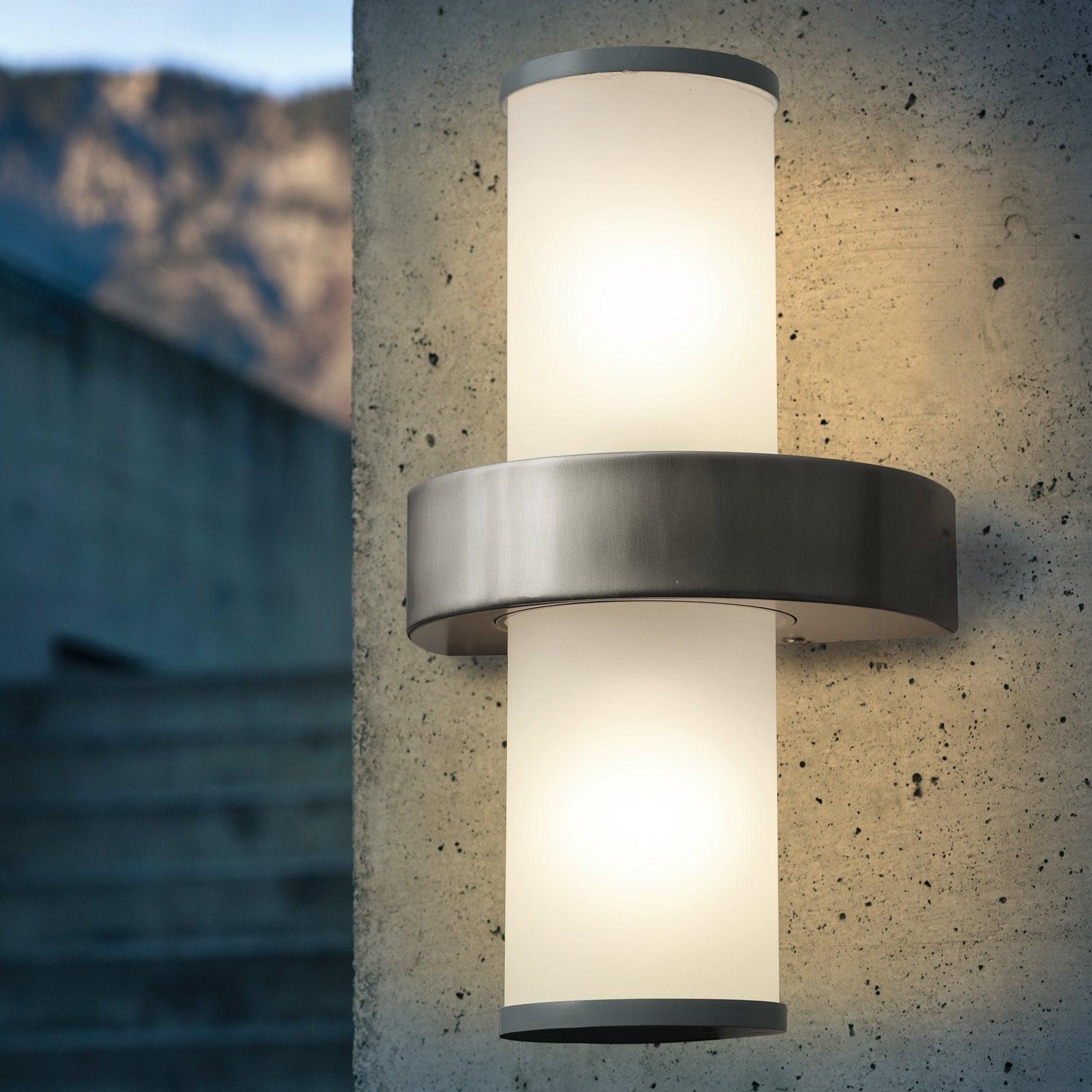 eglo beverly stainless steel white glass ip44 outdoor wall light kitchen lighting 