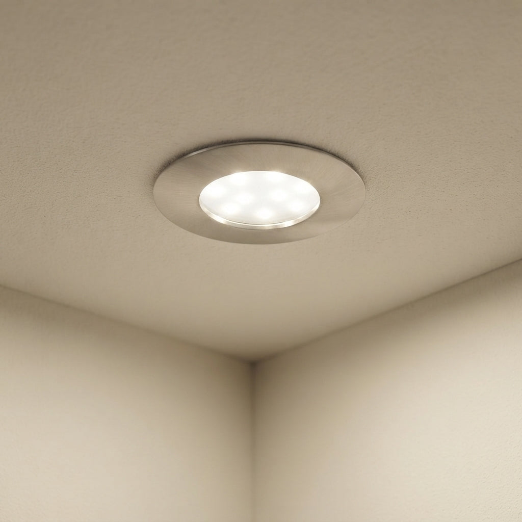 Eglo Pineda Set of 3 LED Nickel Recessed Downlights 7.8cm by Eglo Lighting — suits kitchens, living rooms & bedrooms