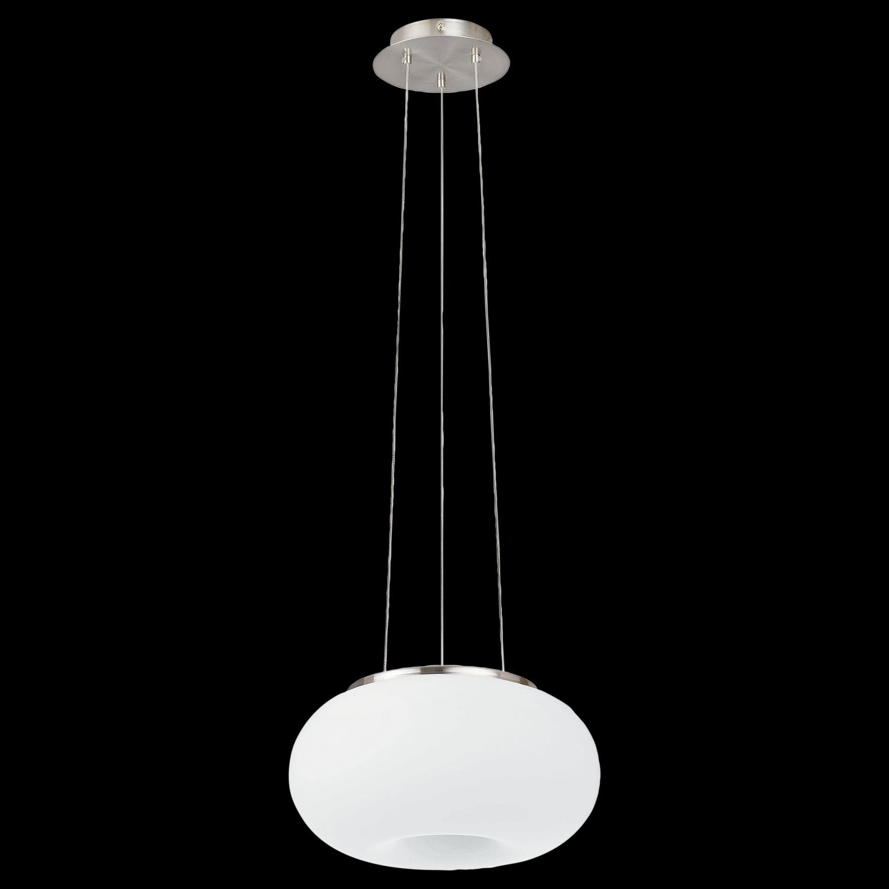 eglo optica white opal glass nickel ceiling pendant 28cm living room close up