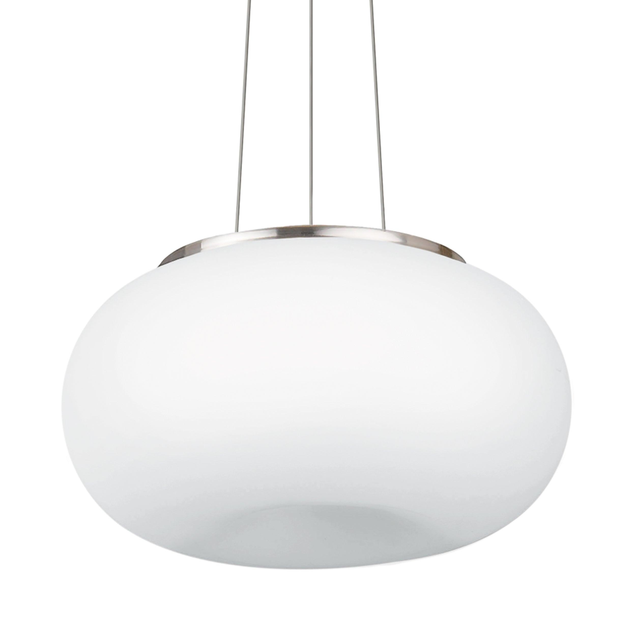 eglo optica white round opal glass nickel pendant 38cm Kitchen Lighting Close Up