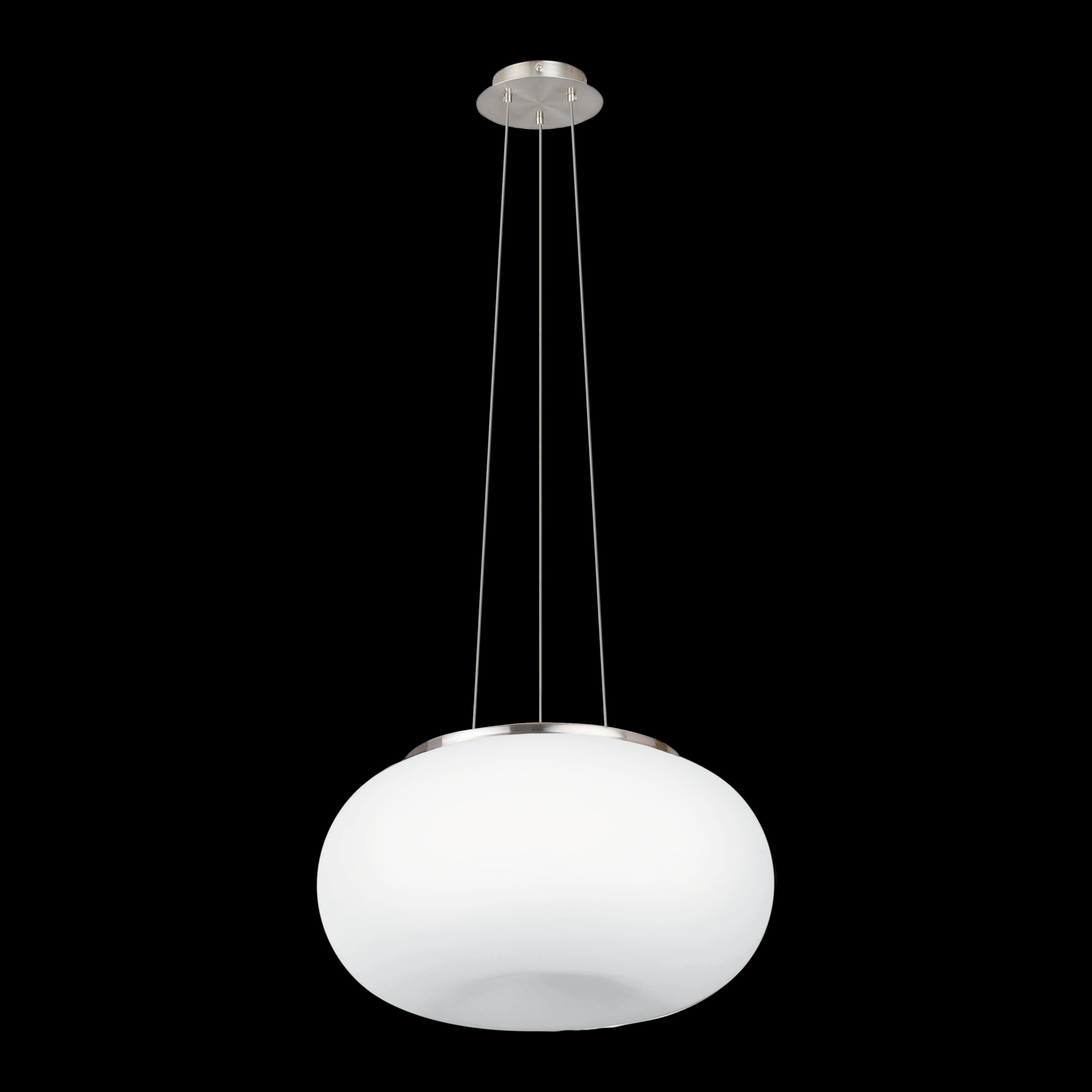 eglo optica white round opal glass nickel pendant 45cm living room close up
