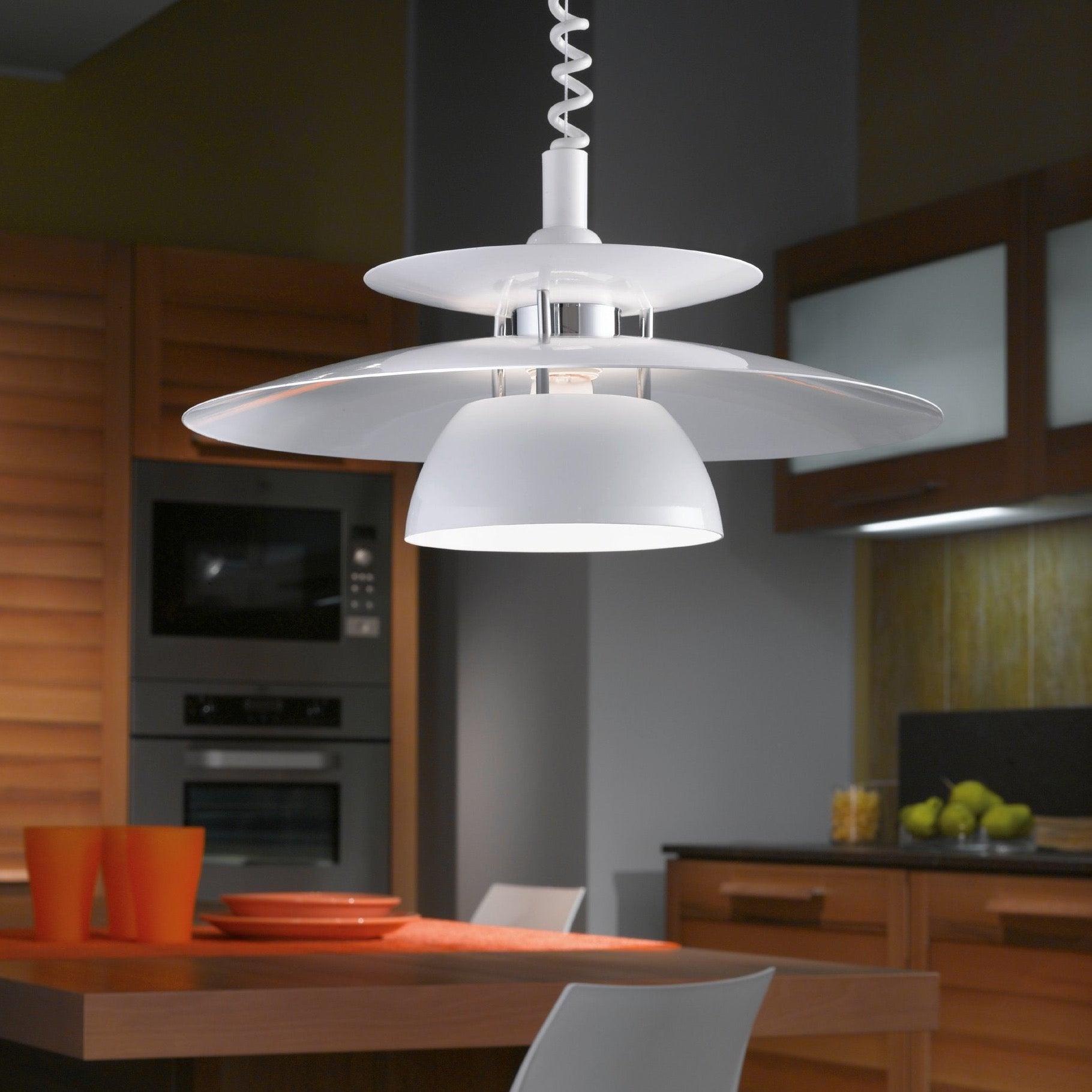 eglo brenda white metal spiral cable ceiling pendant living room image