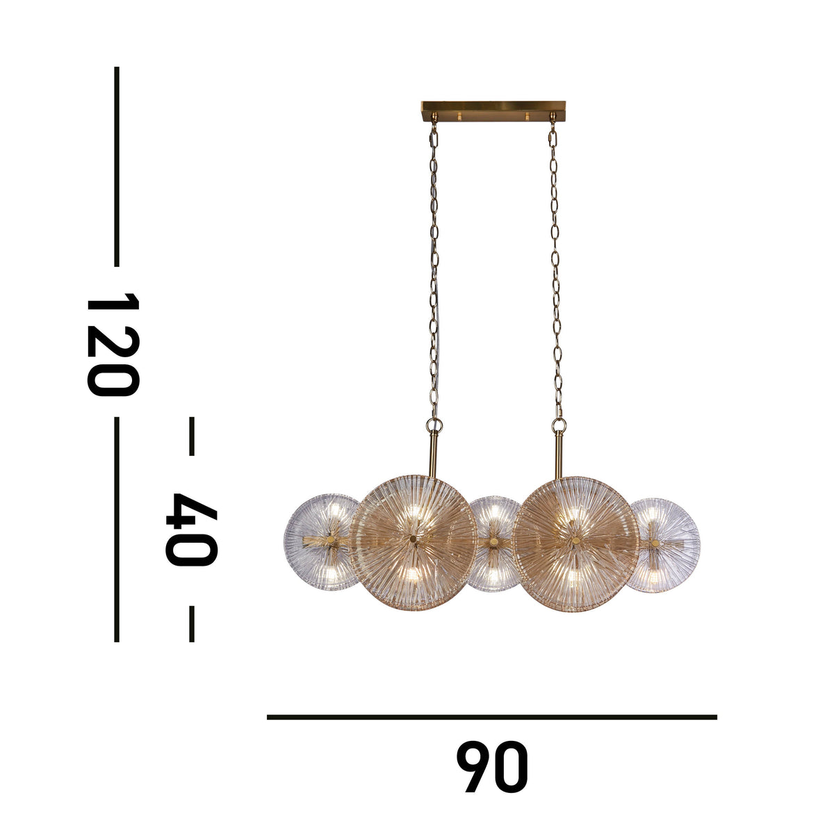 Searchlight Wagon Wheel 10 Light Bronze Bar Pendant-OPEN-BOX-BSL-270826