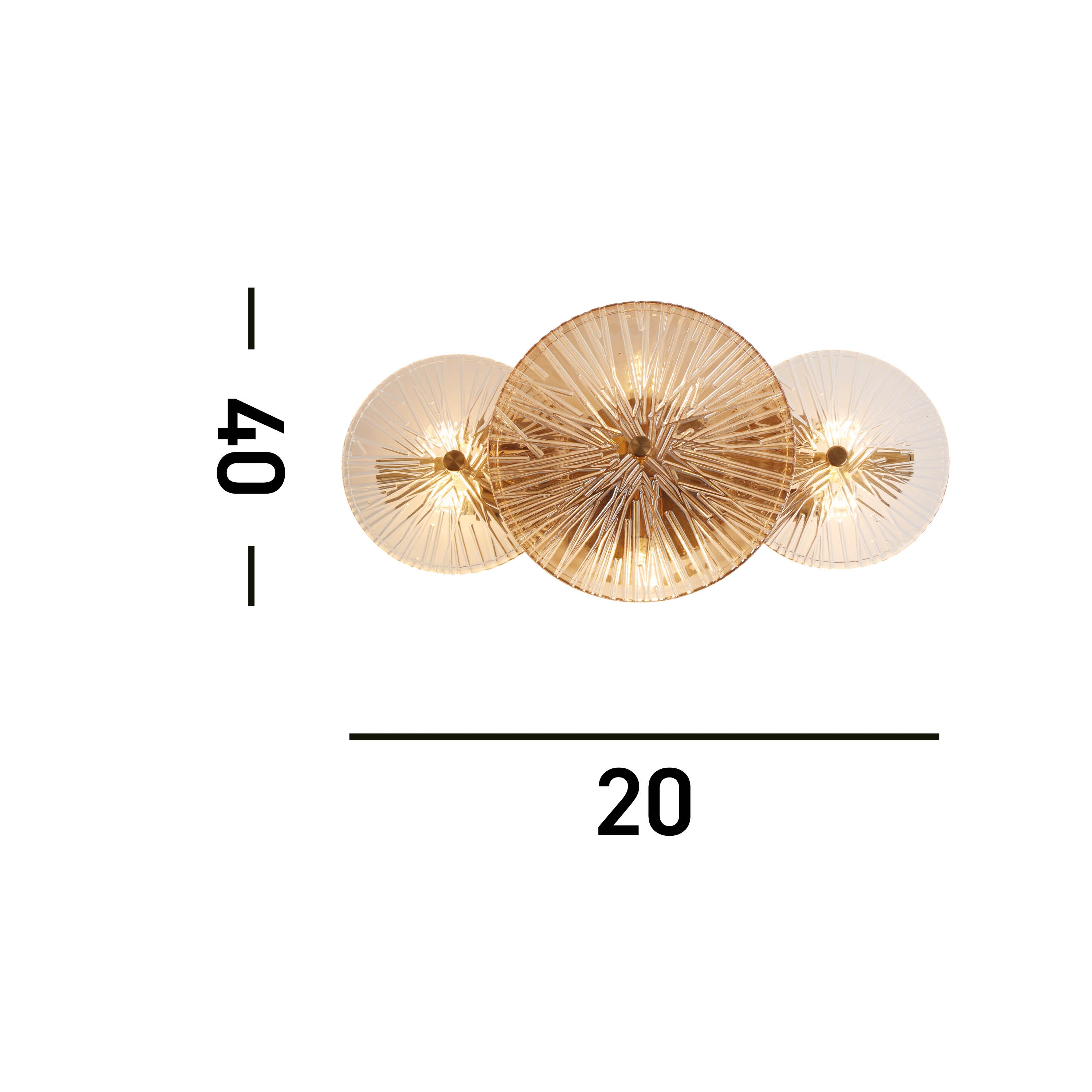 Searchlight Wagon Wheel 6 Light Bronze Wall/Flush - Clear & Amber Glass