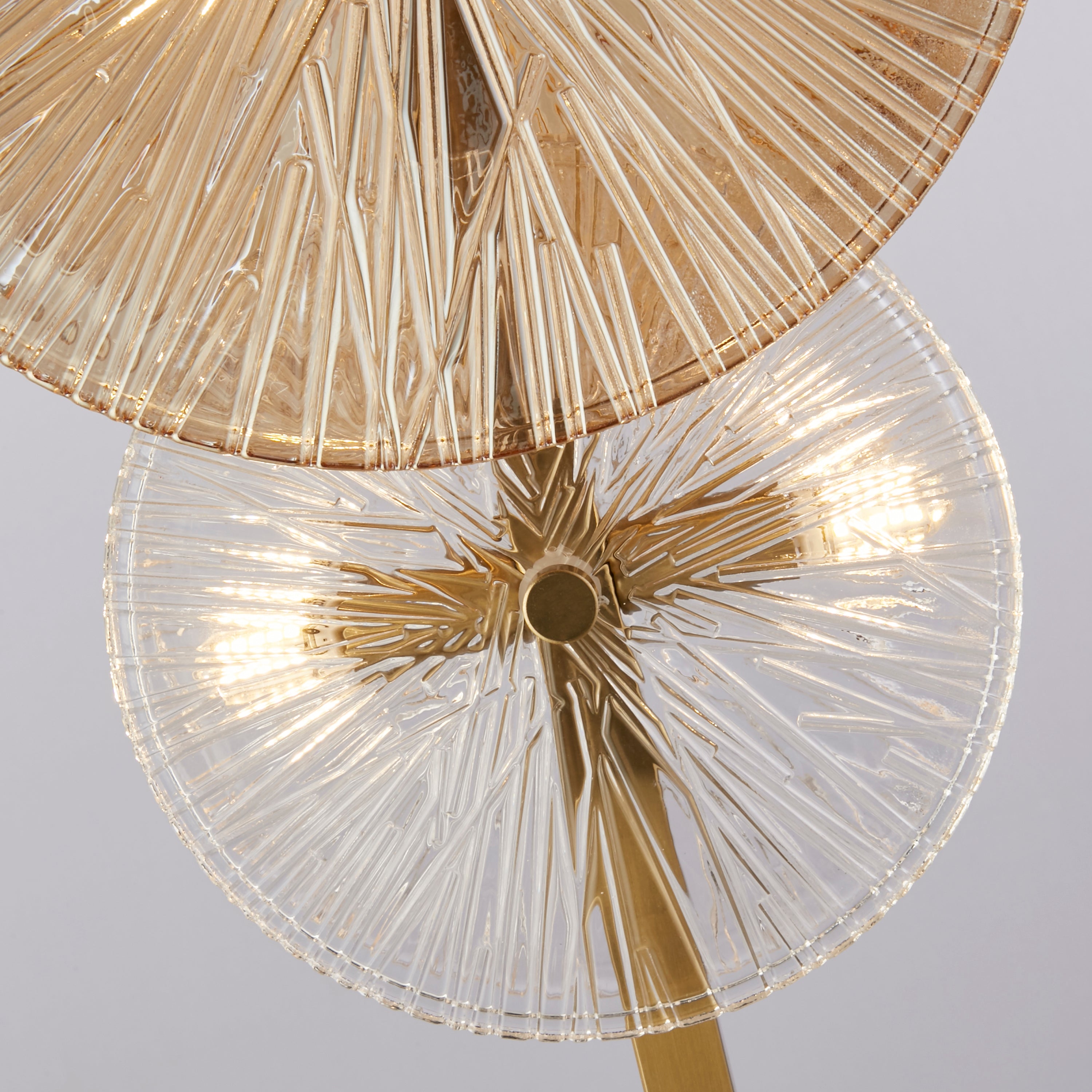 Searchlight Wagon Wheel 6 Light Bronze Floor Lamp - Clear & Amber Glass