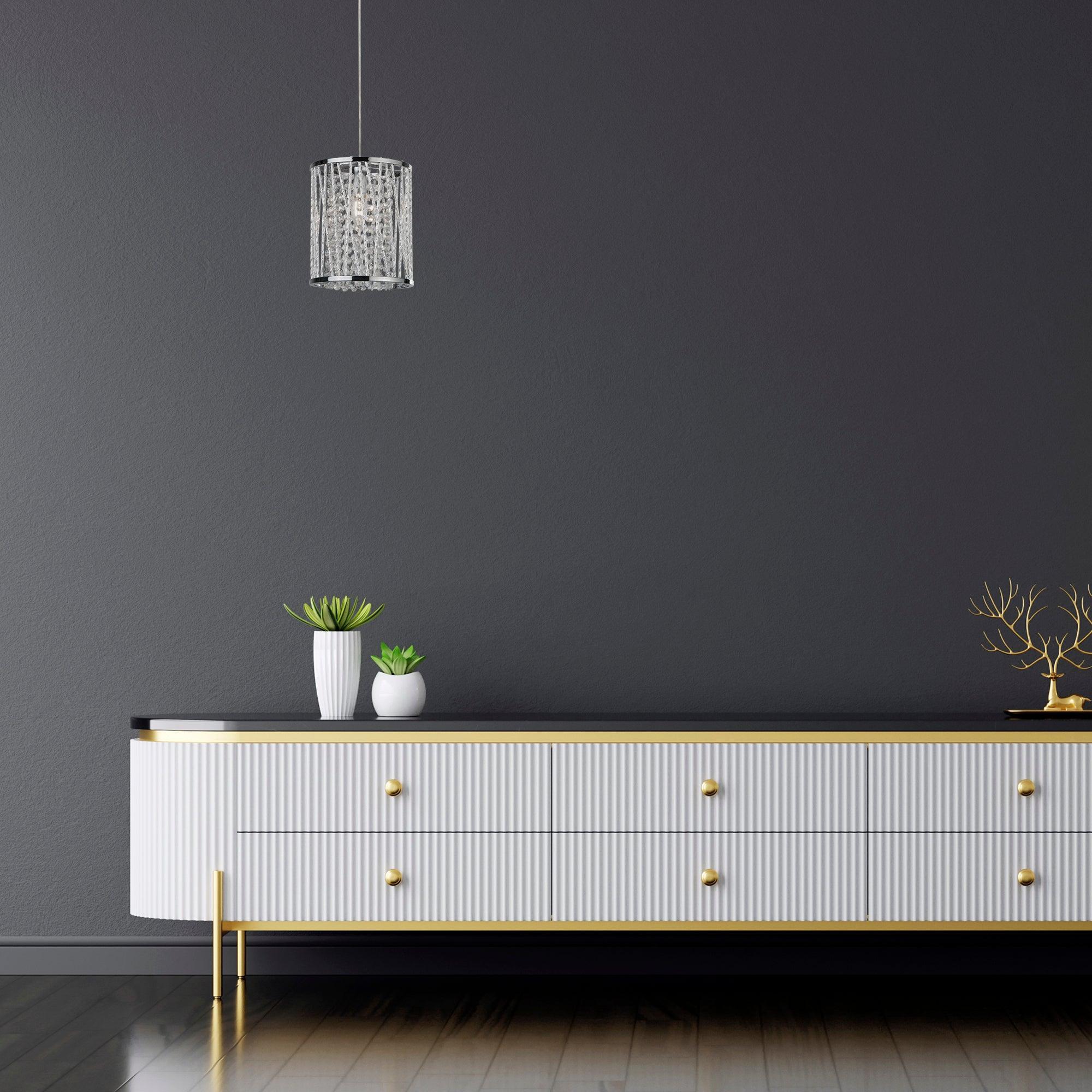 Elise 1 Light Chrome & Crystal Drops Ceiling Pendant-warehouse-40