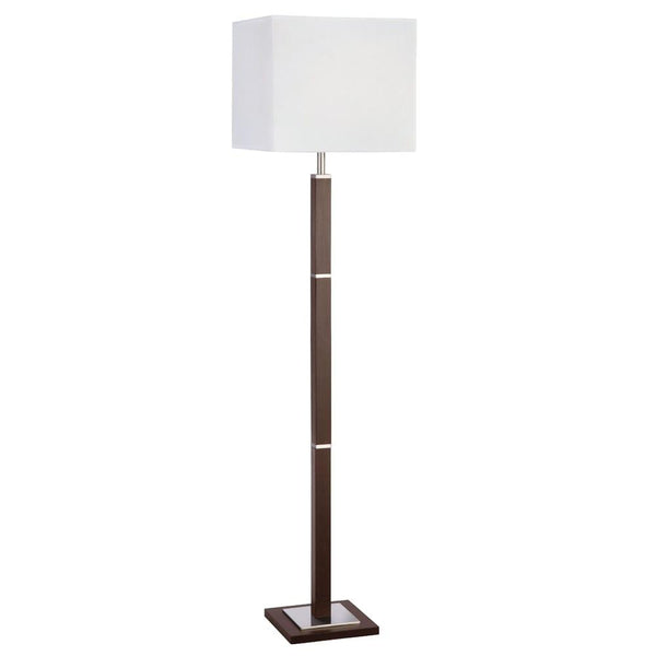 Searchlight Waverley Brown Wood Floor Lamp - White Shade by Searchlight Lighting 1
