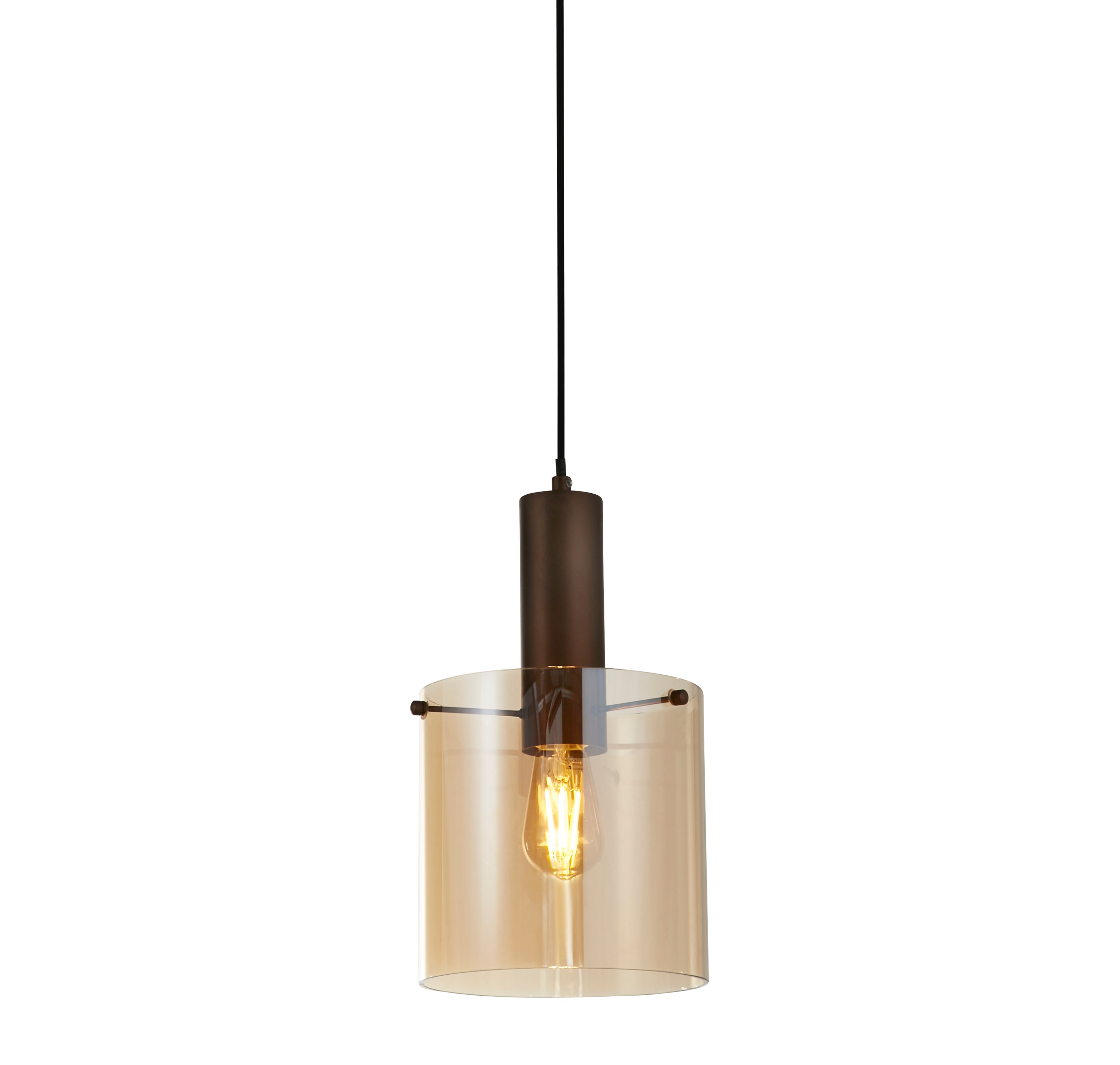 Searchlight Sweden Brown Pendant - Amber Glass Shade