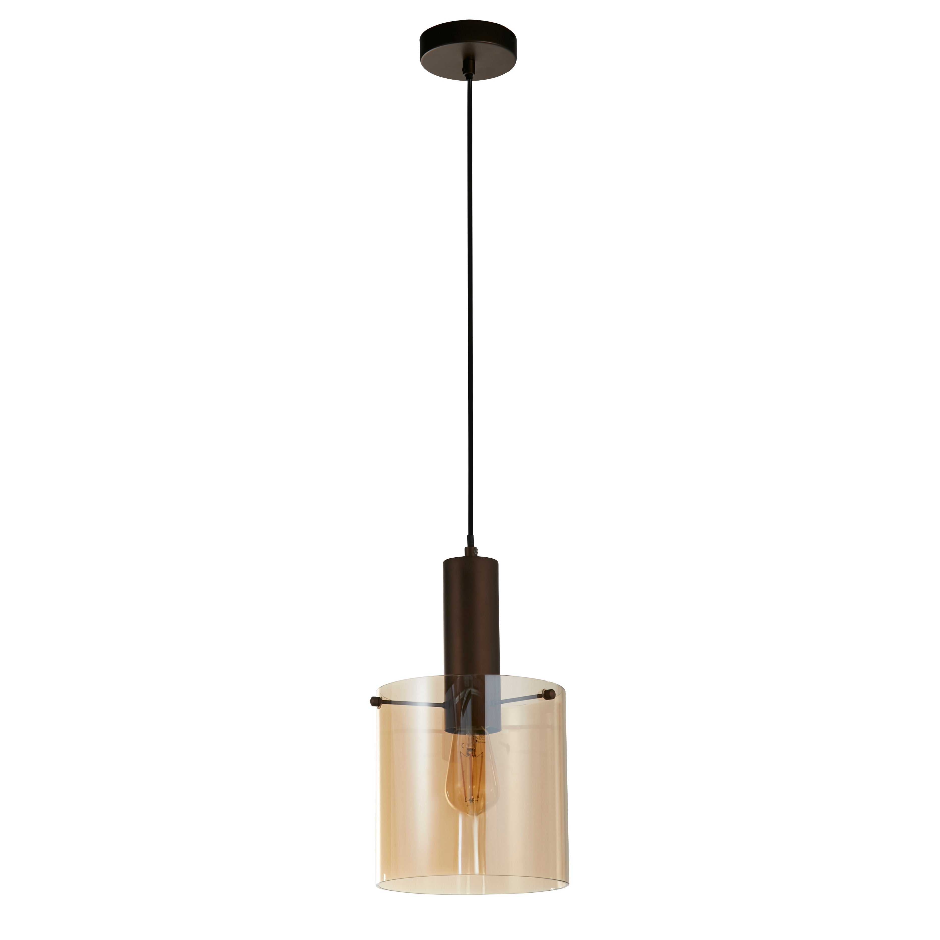 Searchlight Sweden Brown Pendant - Amber Glass Shade