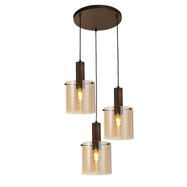 Buy Searchlight Sweden 3 Light Multi-Drop Brown Pendant - Amber