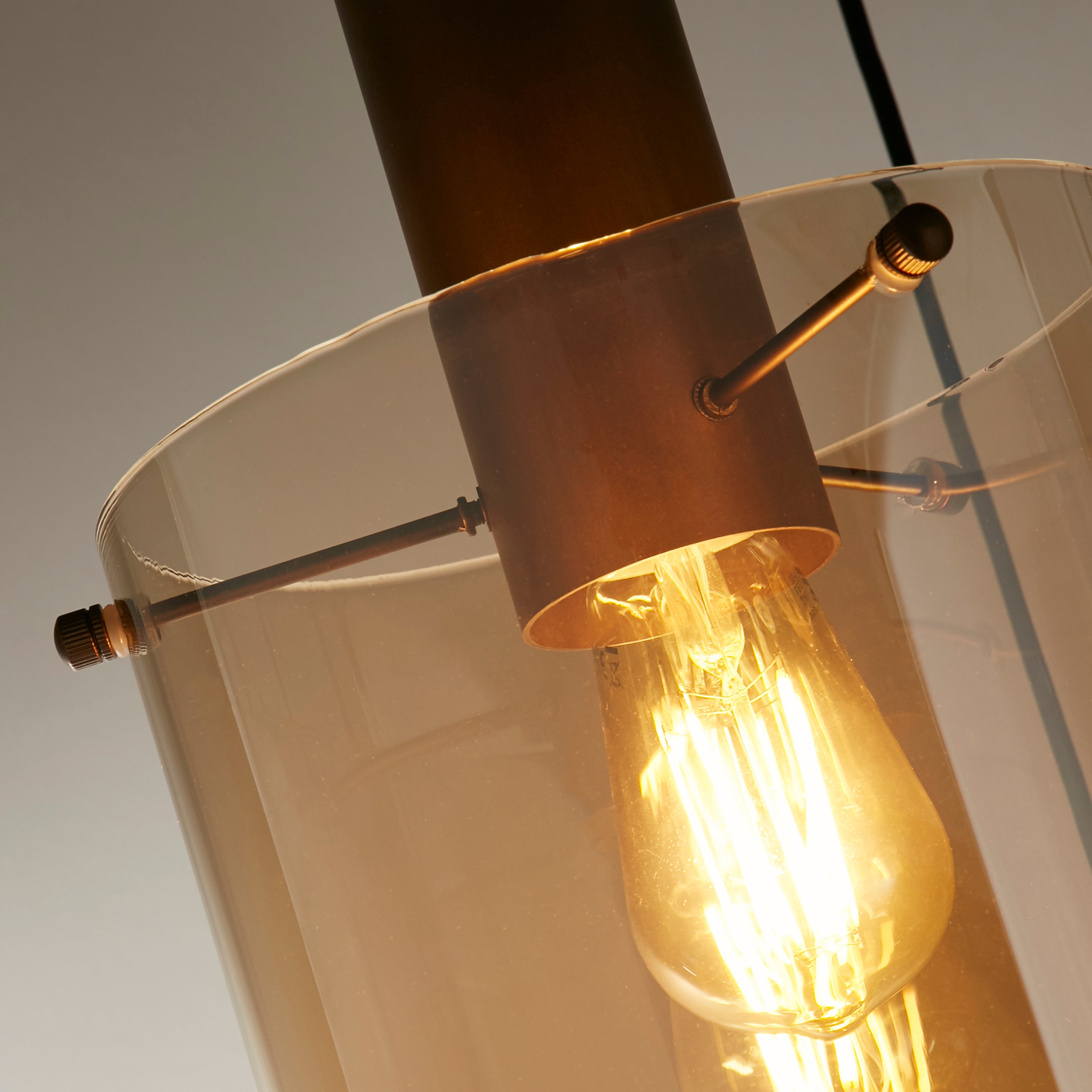 Searchlight Sweden 3 Light Multi-Drop Brown Pendant - Amber Glass Shade