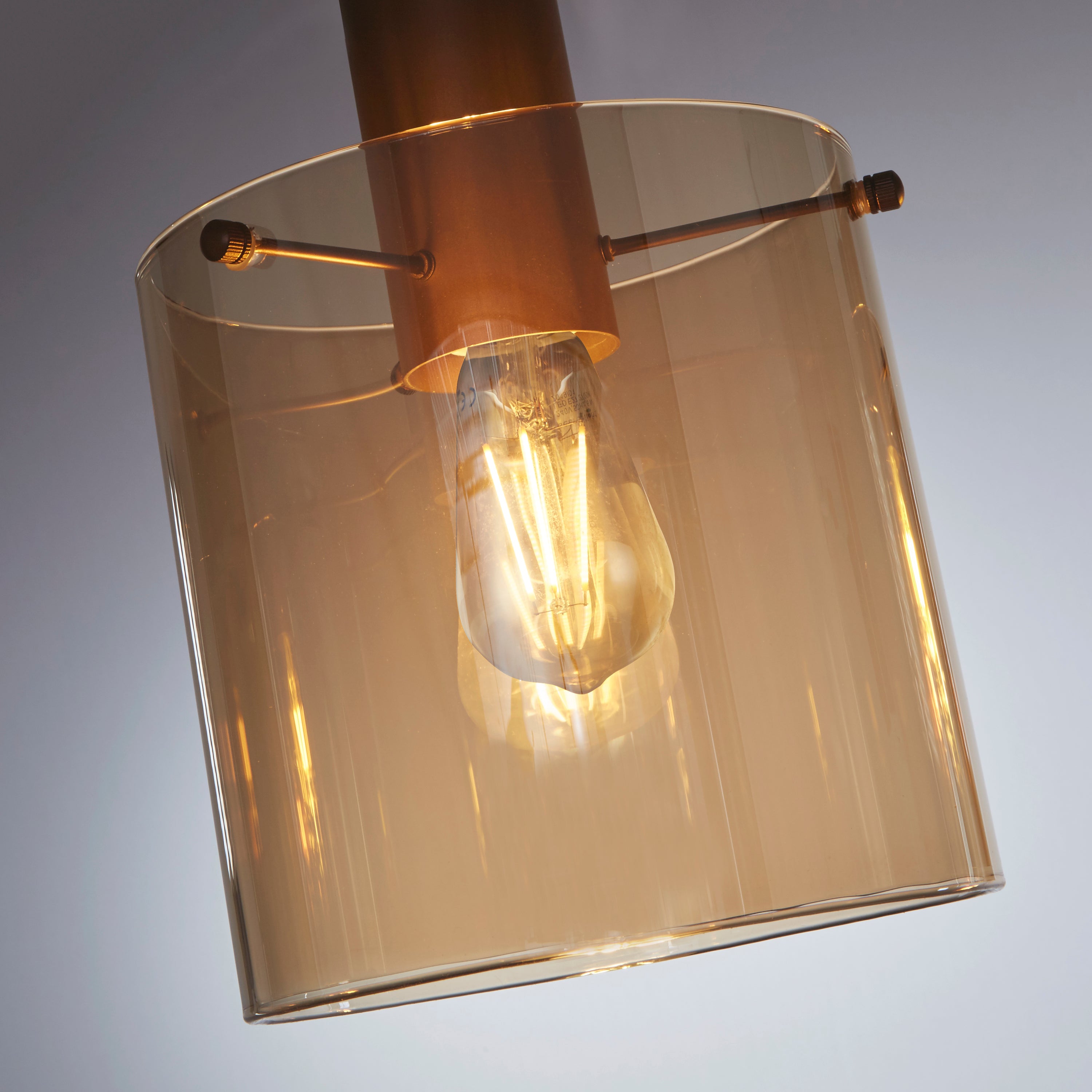 Searchlight Sweden 4 Light Brown Bar Pendant - Amber Glass Shade