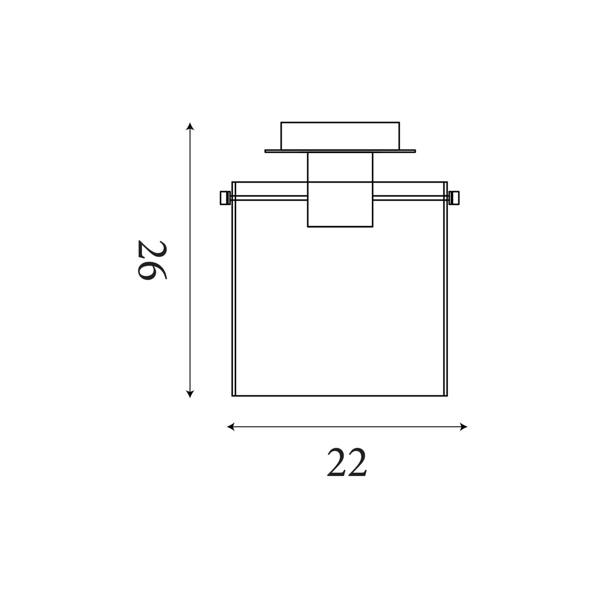 Dimension diagram of the Sweden, Mocha, Flush Ceiling Light - Amber Glass with height and width in cm.