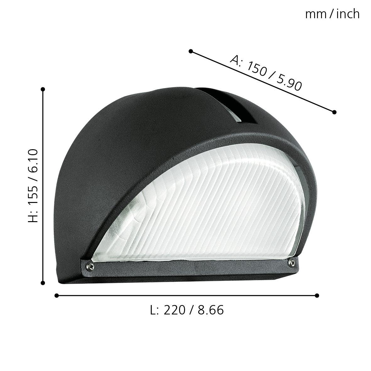eglo onja ip44 black outdoor wall light kitchen lighting 