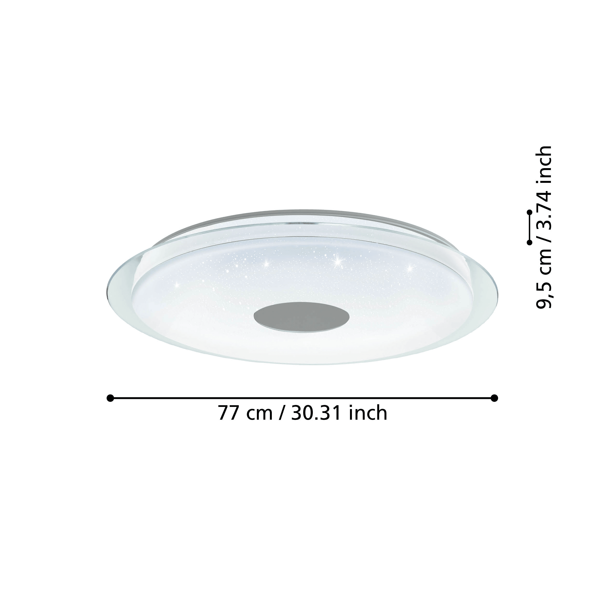 eglo connect lanciano z smart led round chrome ceiling flush 77cm living room close up