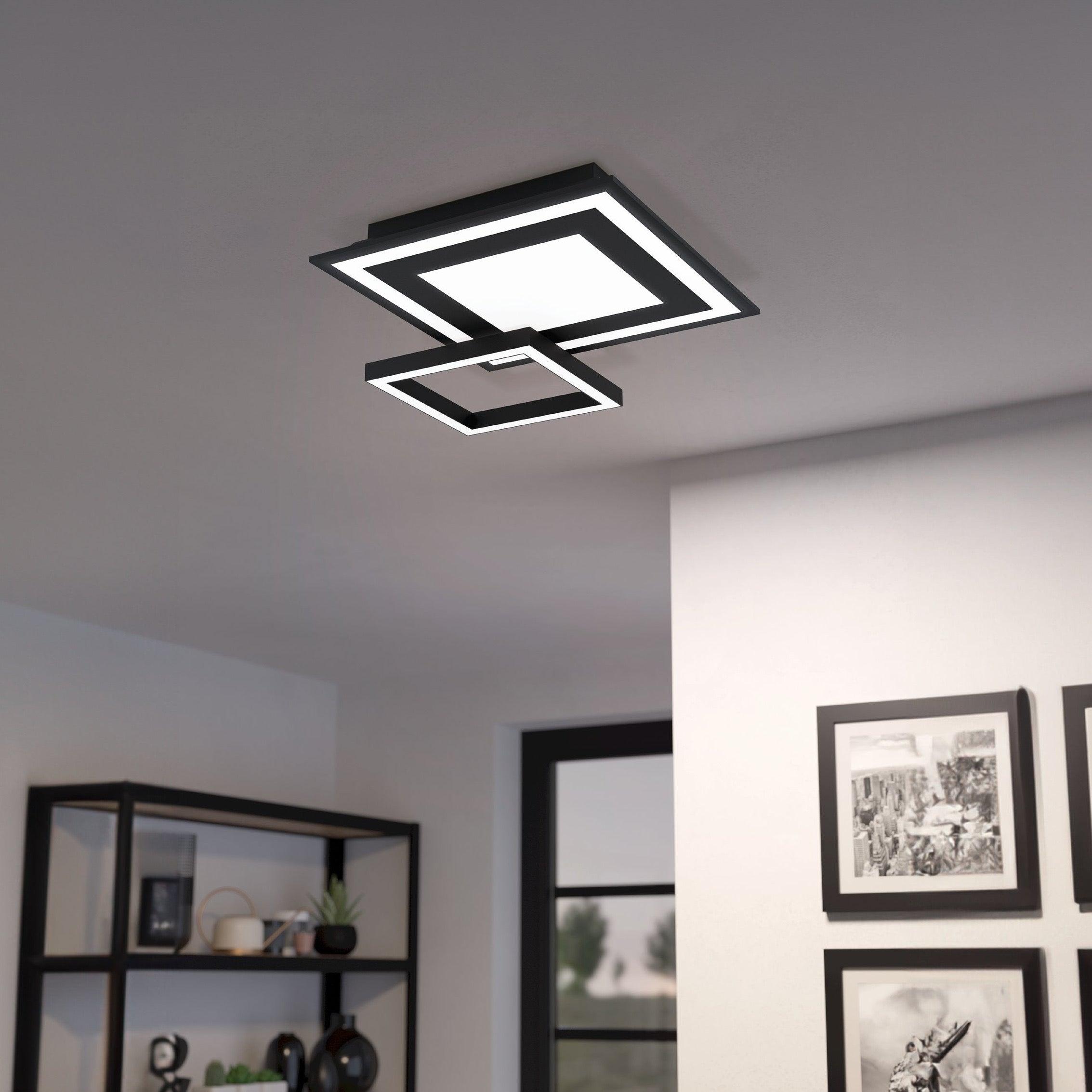 eglo connect savatarila z smart modern led square black ceiling flush