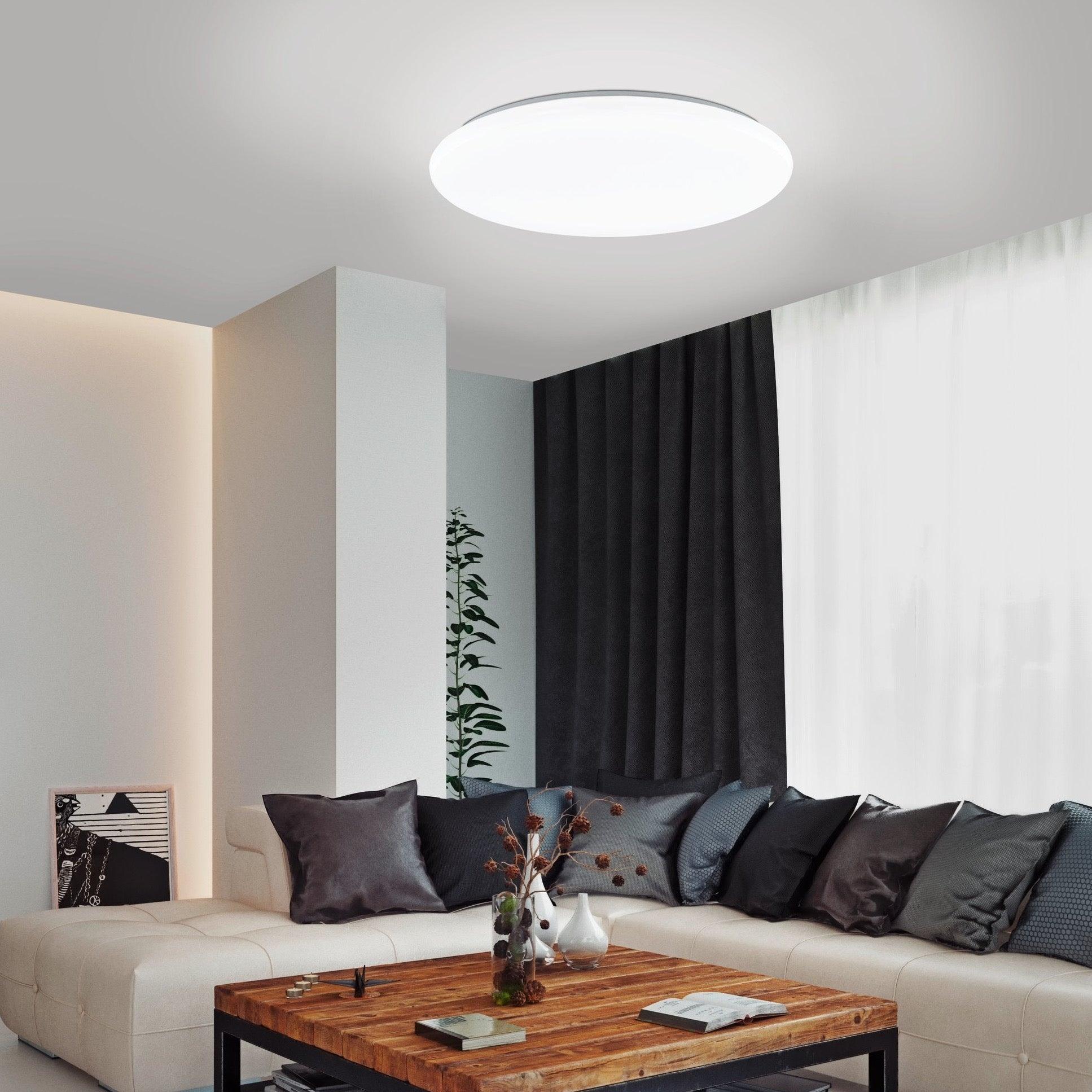 eglo connect totari z smart round led flush ceiling light 53cm living room image