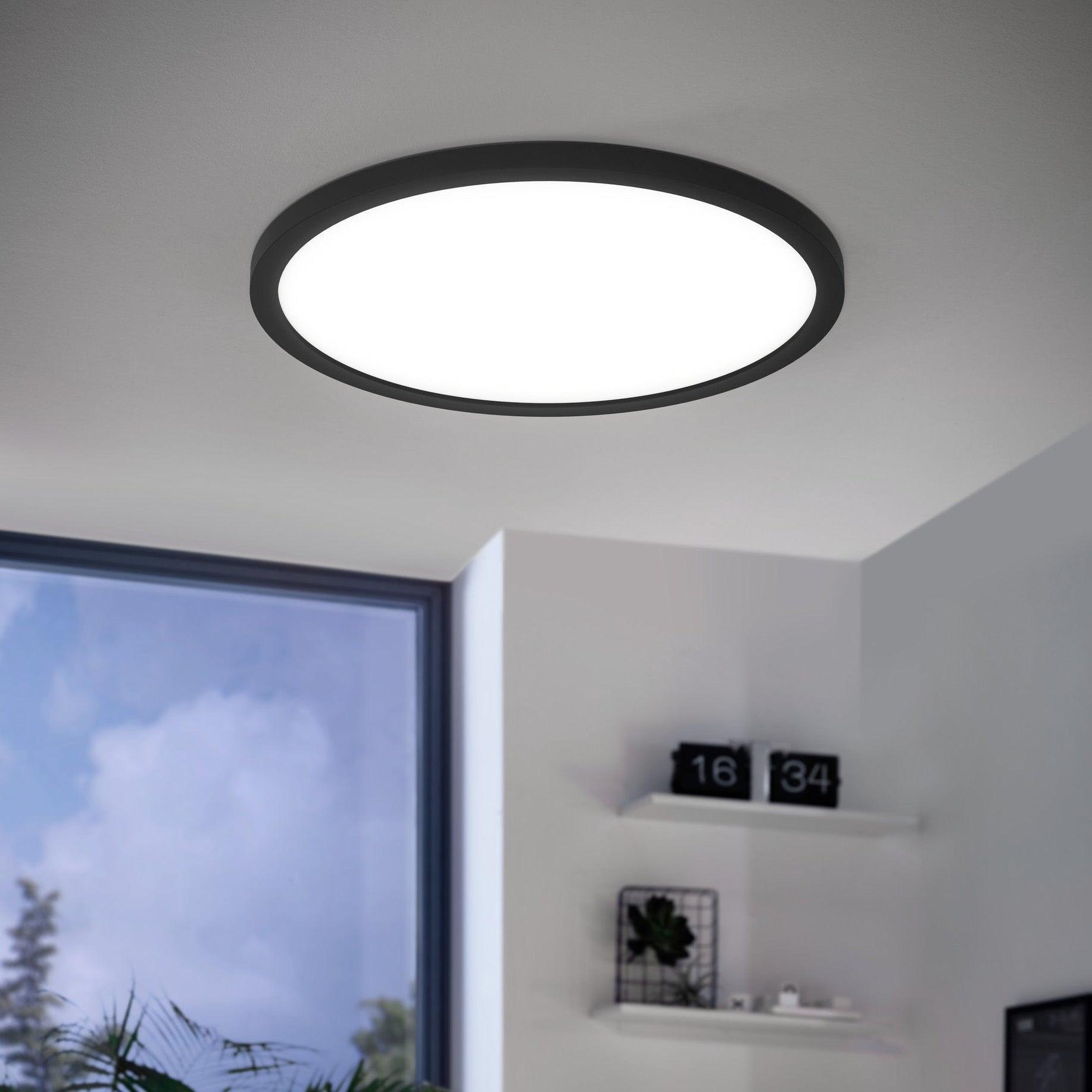 eglo connect rovito z round black smart led flush light 29 5cm living room image