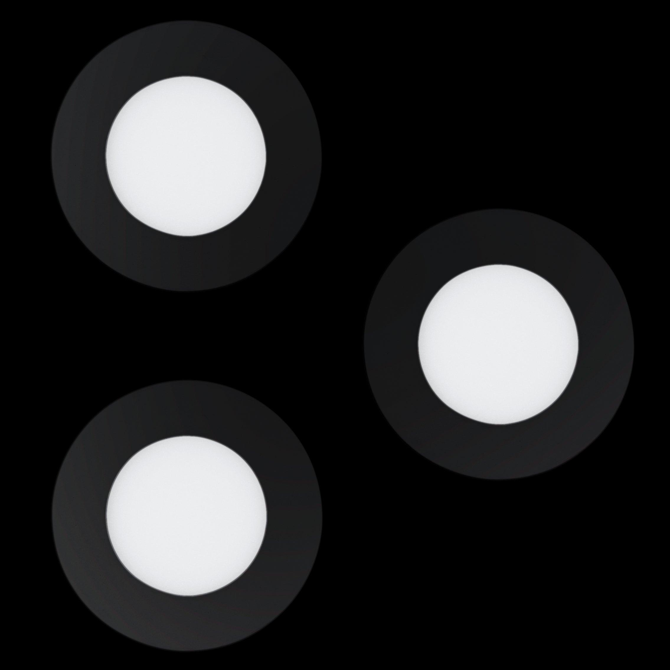 eglo fueva z set of 3 black smart led recessed lights living room close up