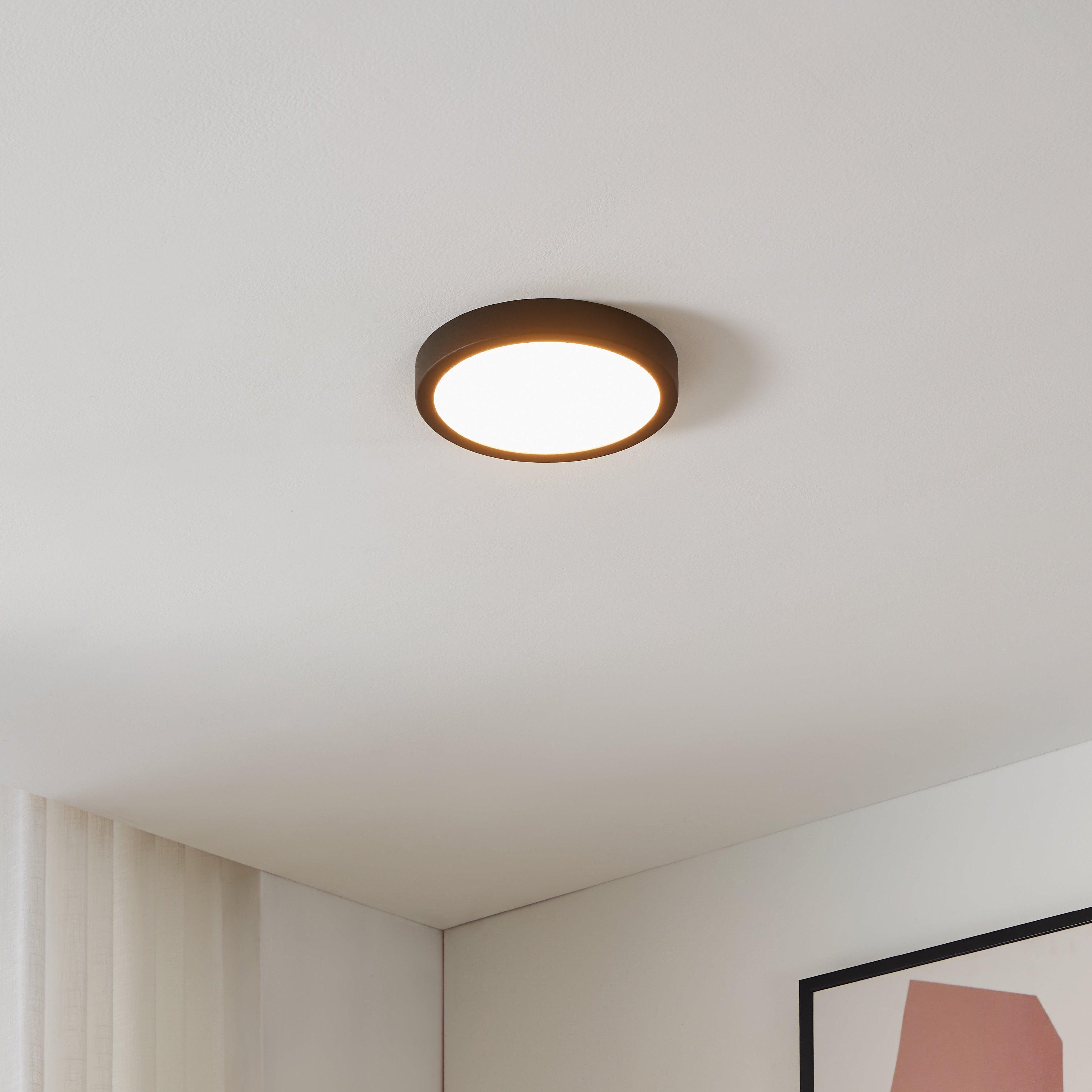 eglo connect fueva z smart led black round flush ceiling light living room image