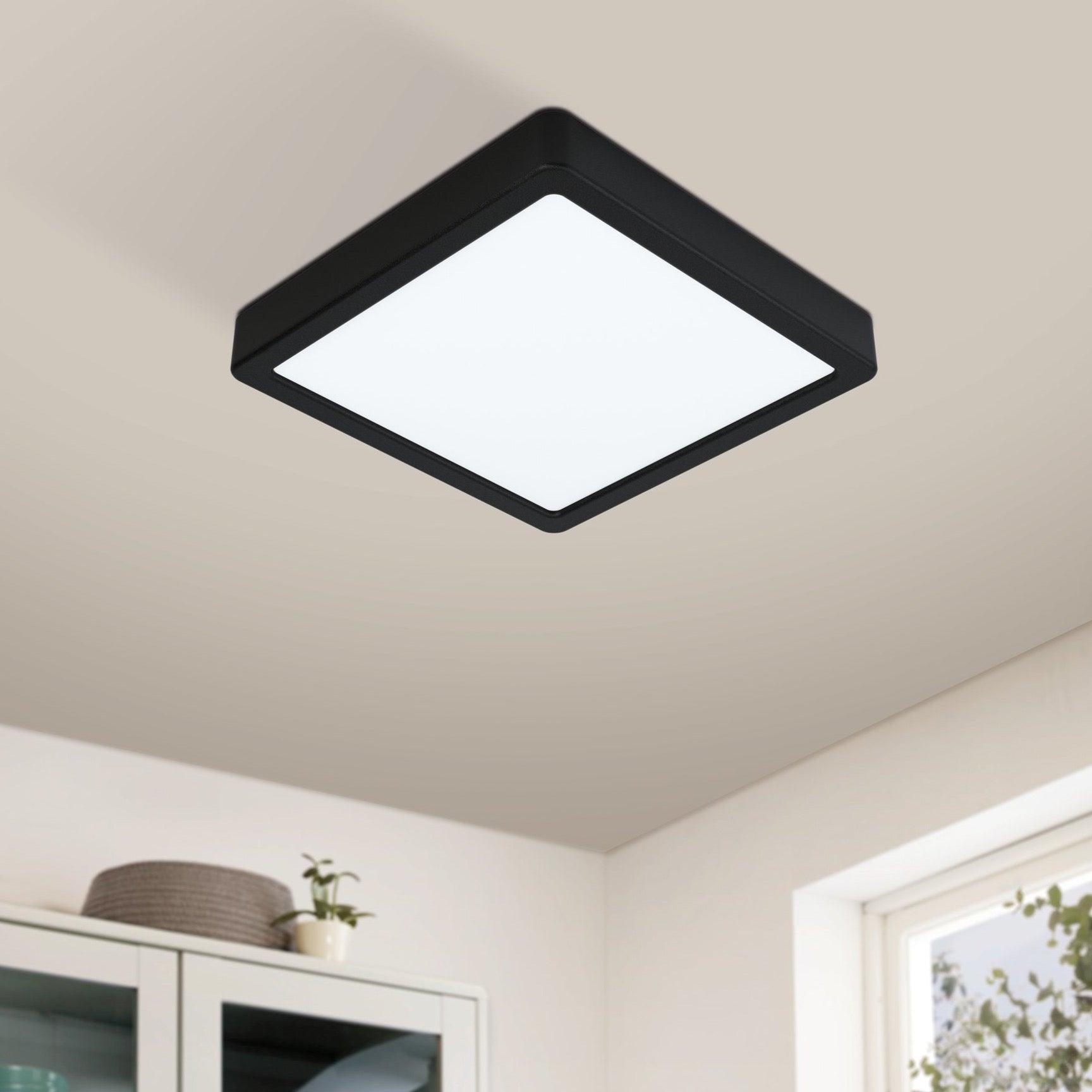 eglo connect fueva z smart led black square ceiling light
