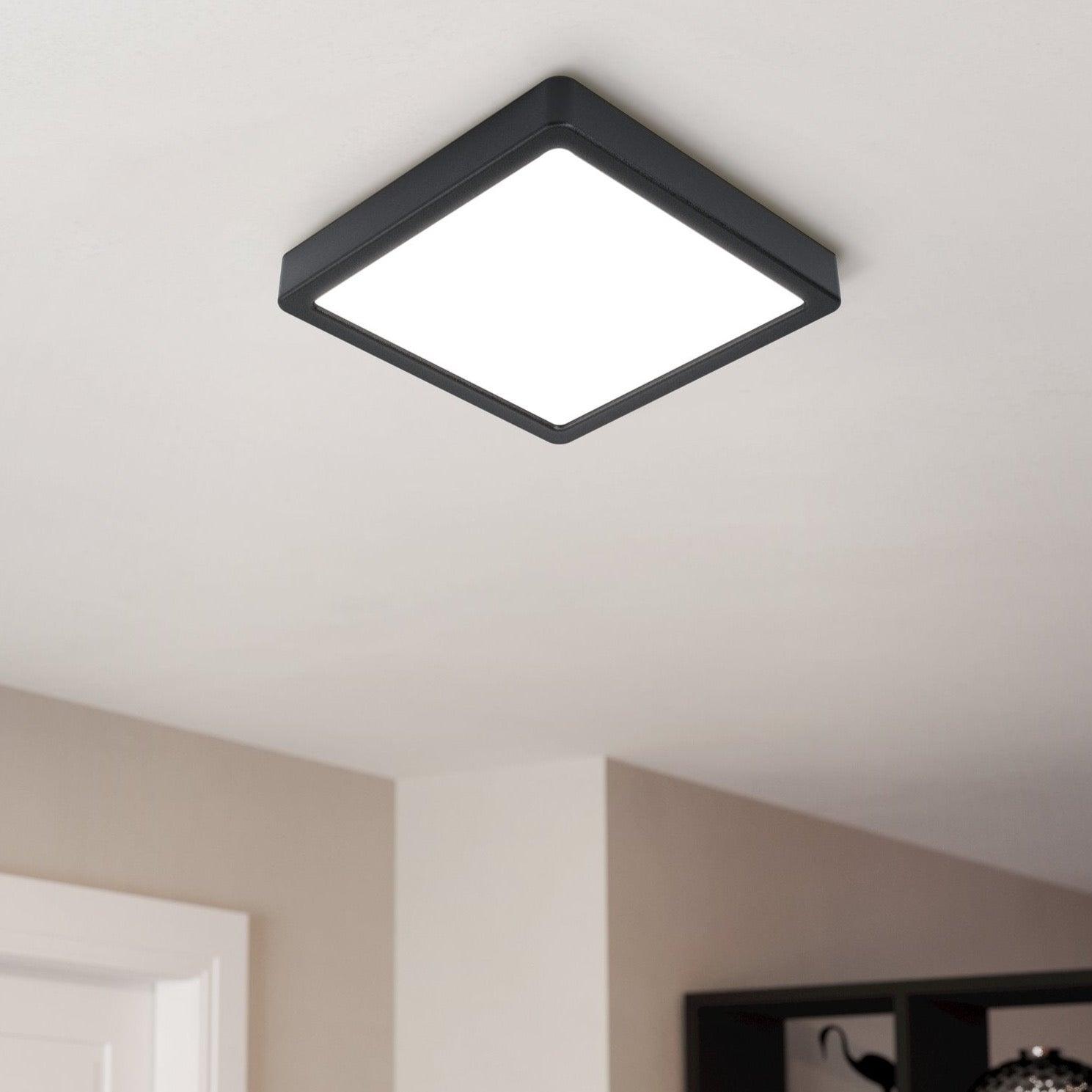 eglo connect fueva z smart led black square ceiling light living room image