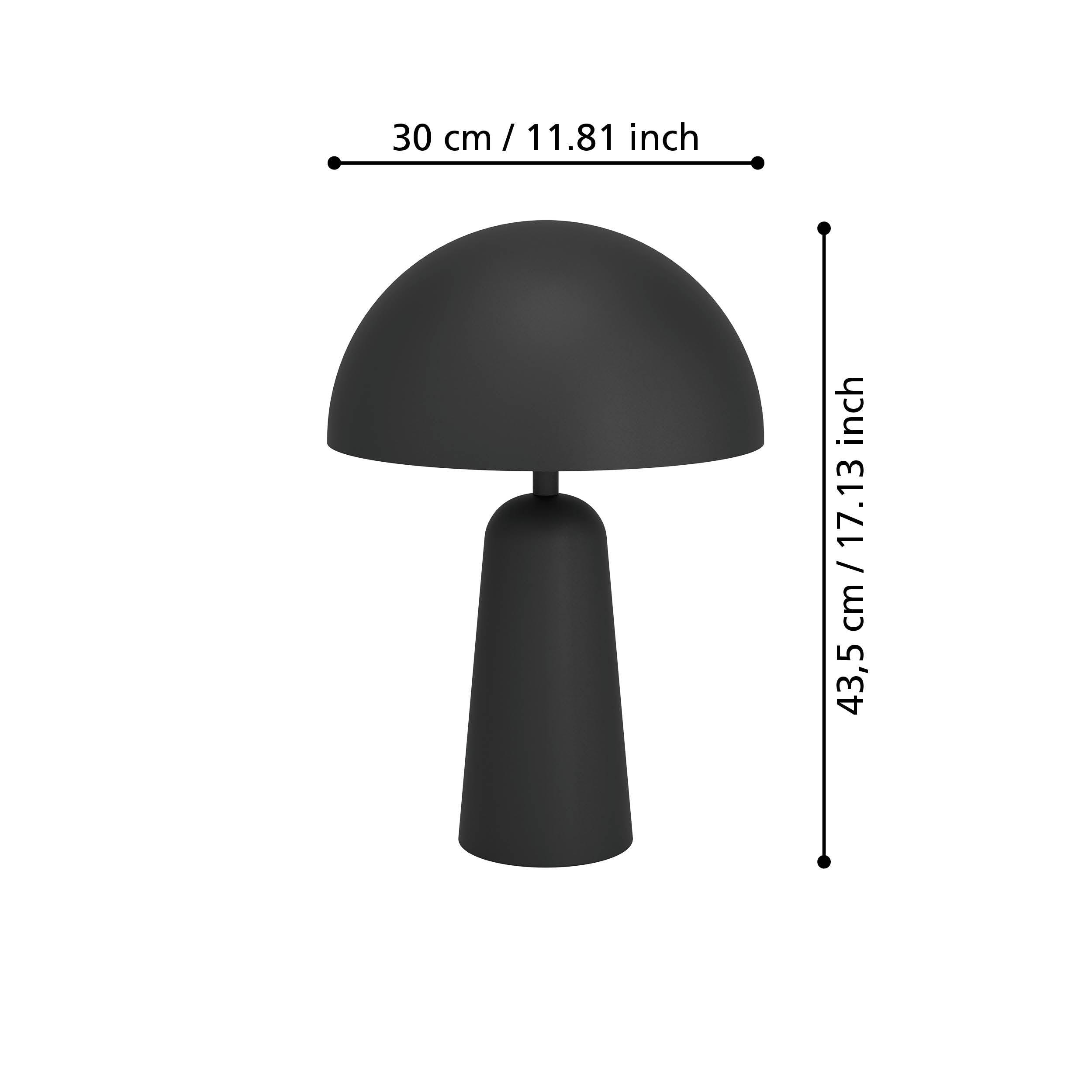 eglo aranzola black domed table lamp living room close up