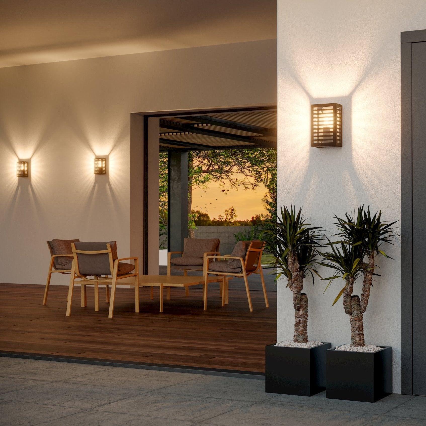 eglo alamonte 3 black ip44 metal framed outdoor wall light