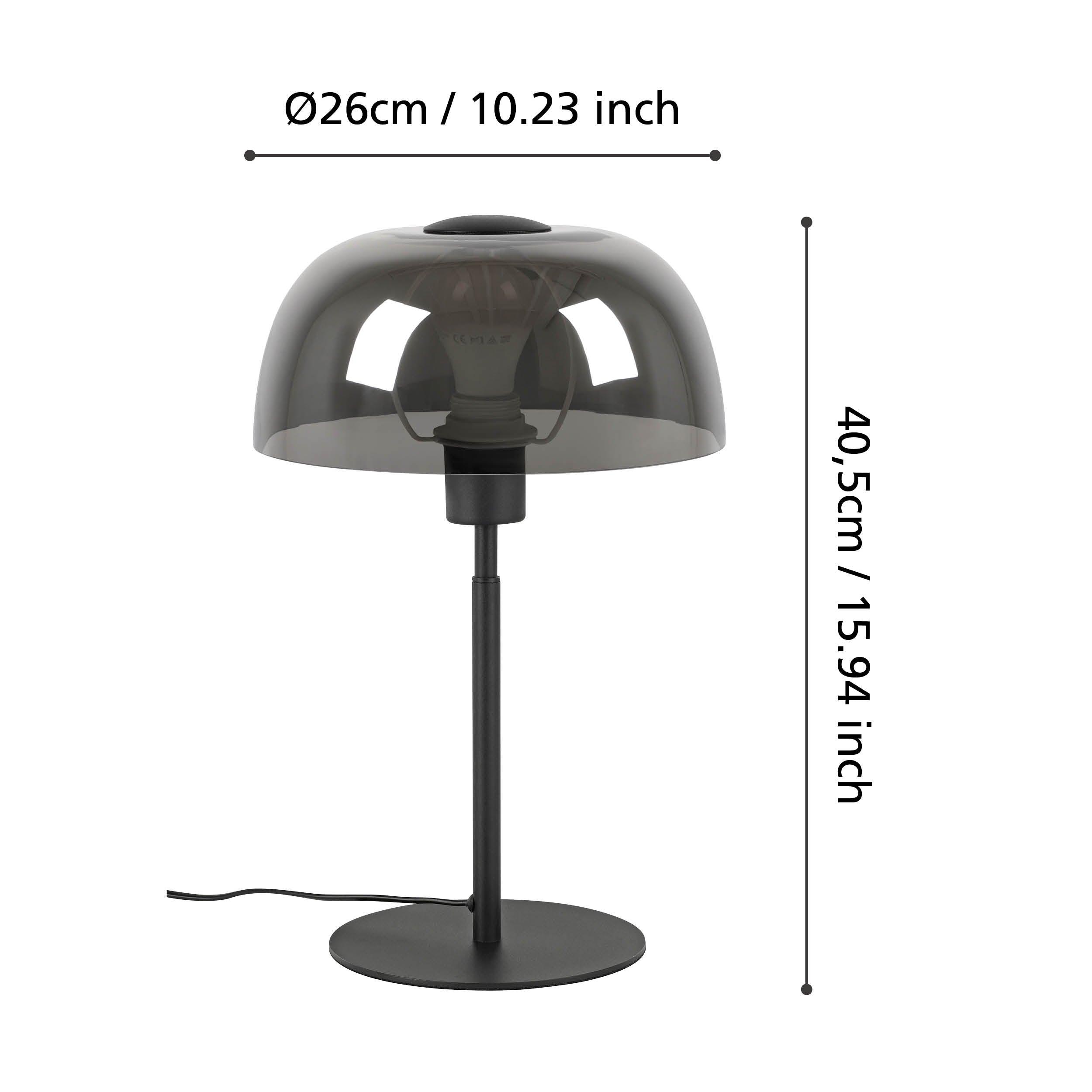 eglo solo 2 metal black table lamp white glass shade living room close up