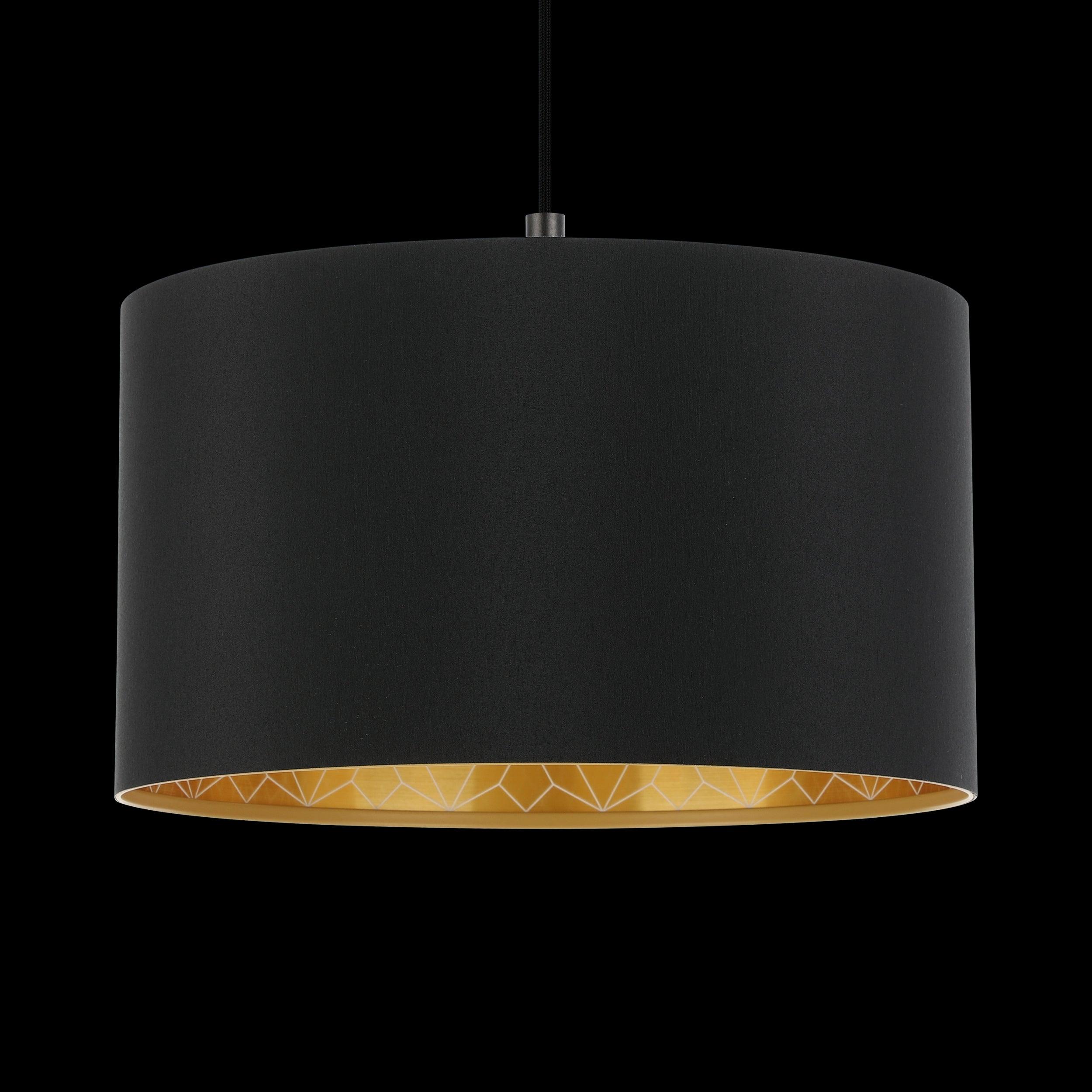 eglo zaragoza black gold round fabric ceiling pendant 38cm Kitchen Lighting Close Up