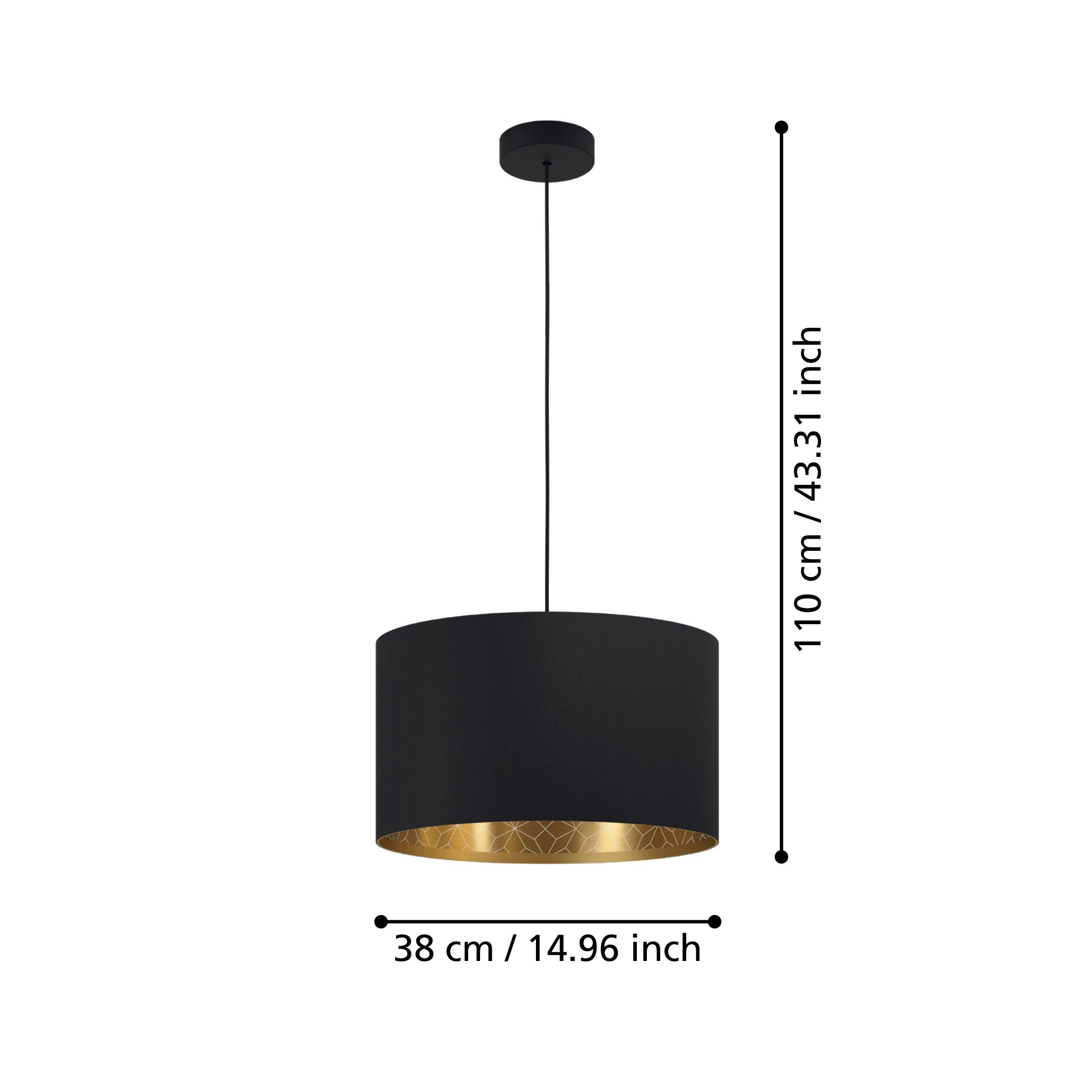 eglo zaragoza black gold round fabric ceiling pendant 38cm kitchen lighting 