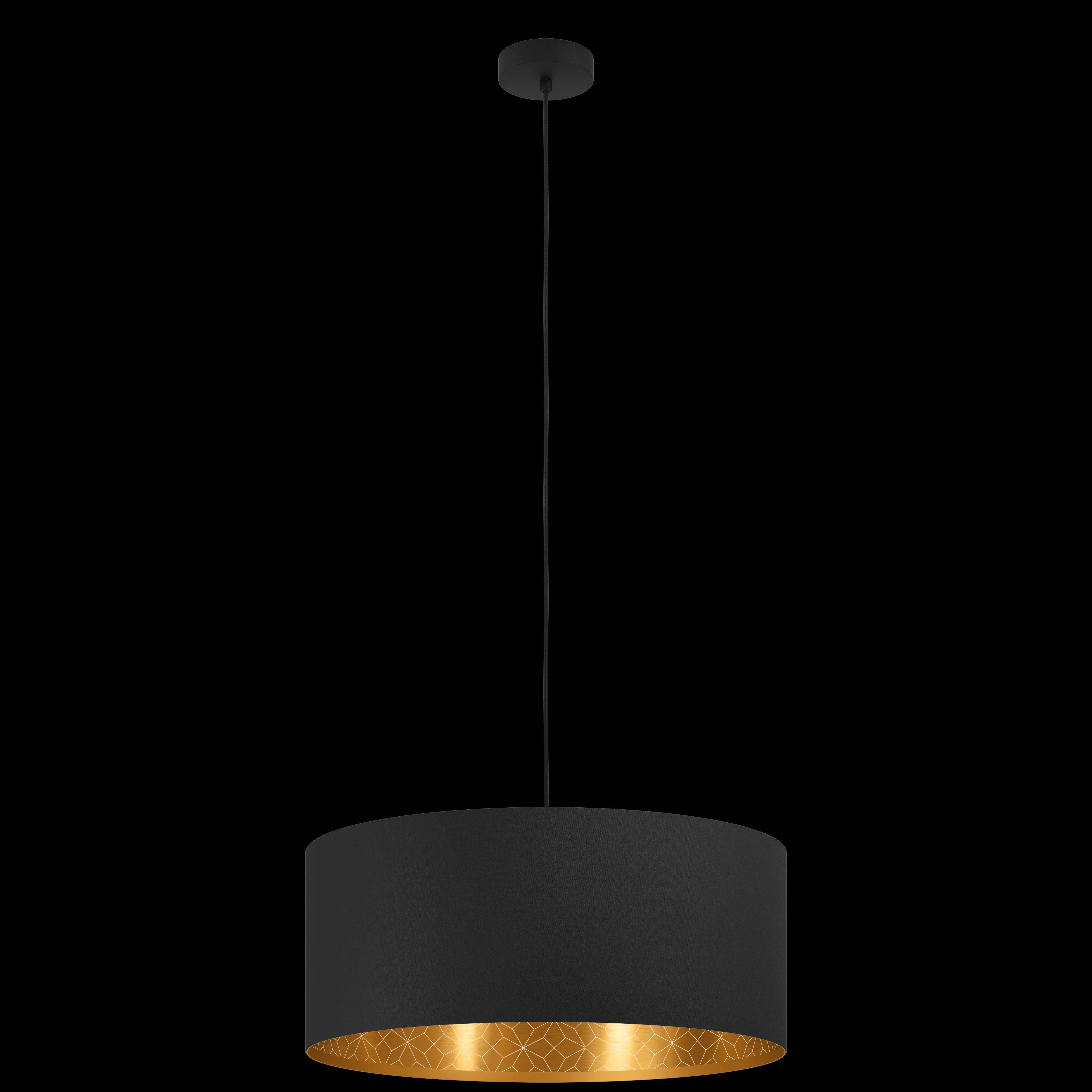 eglo zaragoza black gold round fabric pendant 53cm living room image