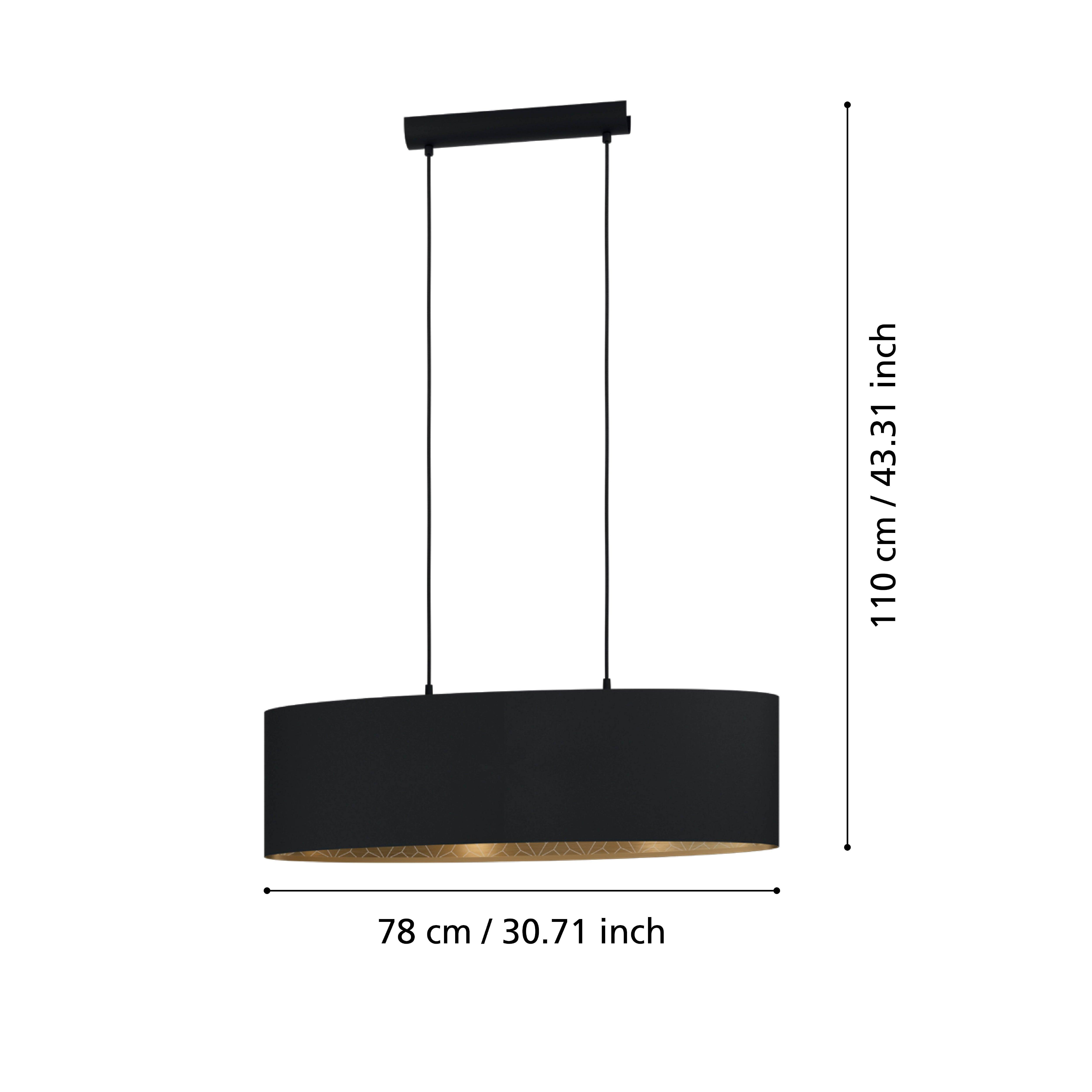 eglo zaragoza black gold oval fabric pendant living room close up