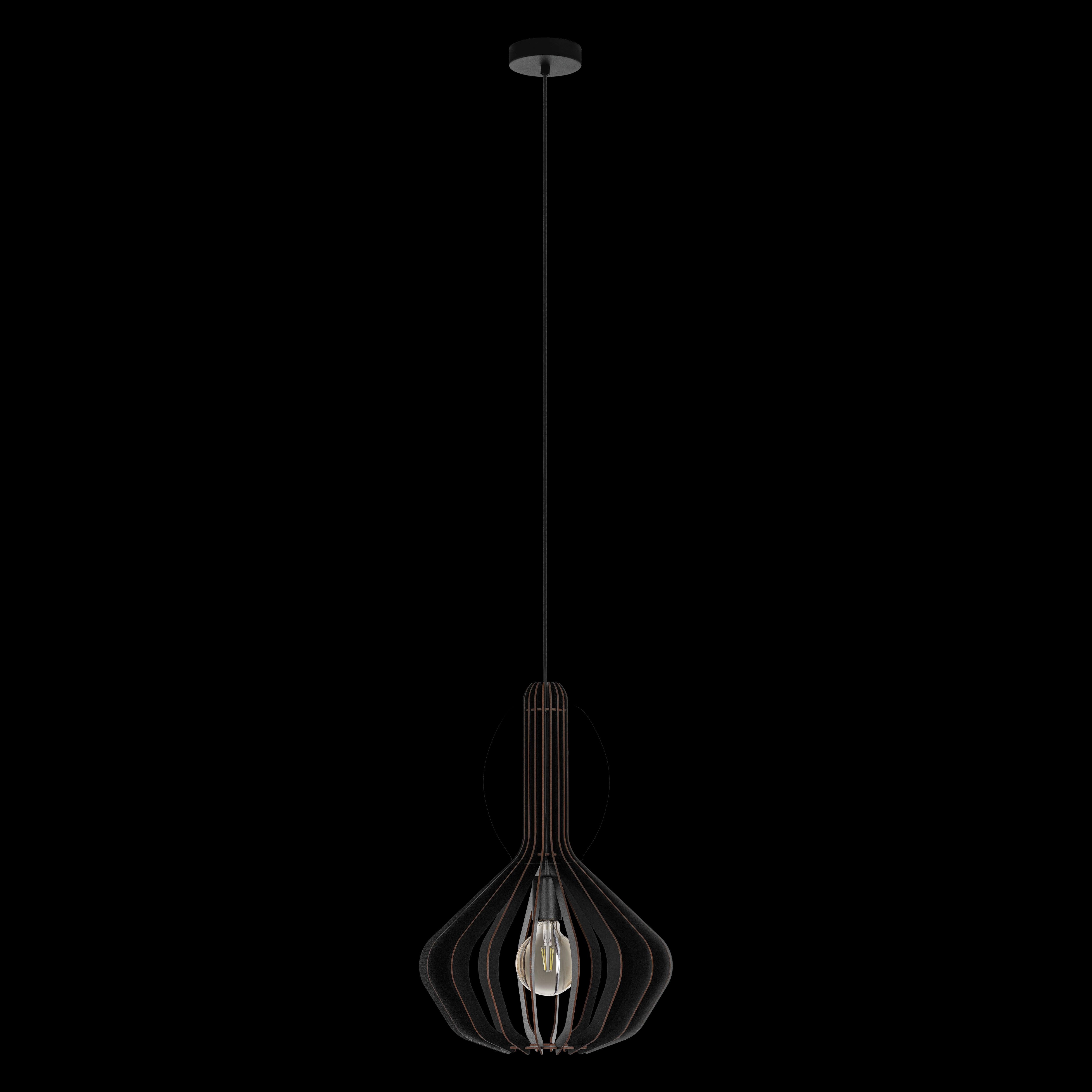 eglo velasco spherical black wood pendant living room close up