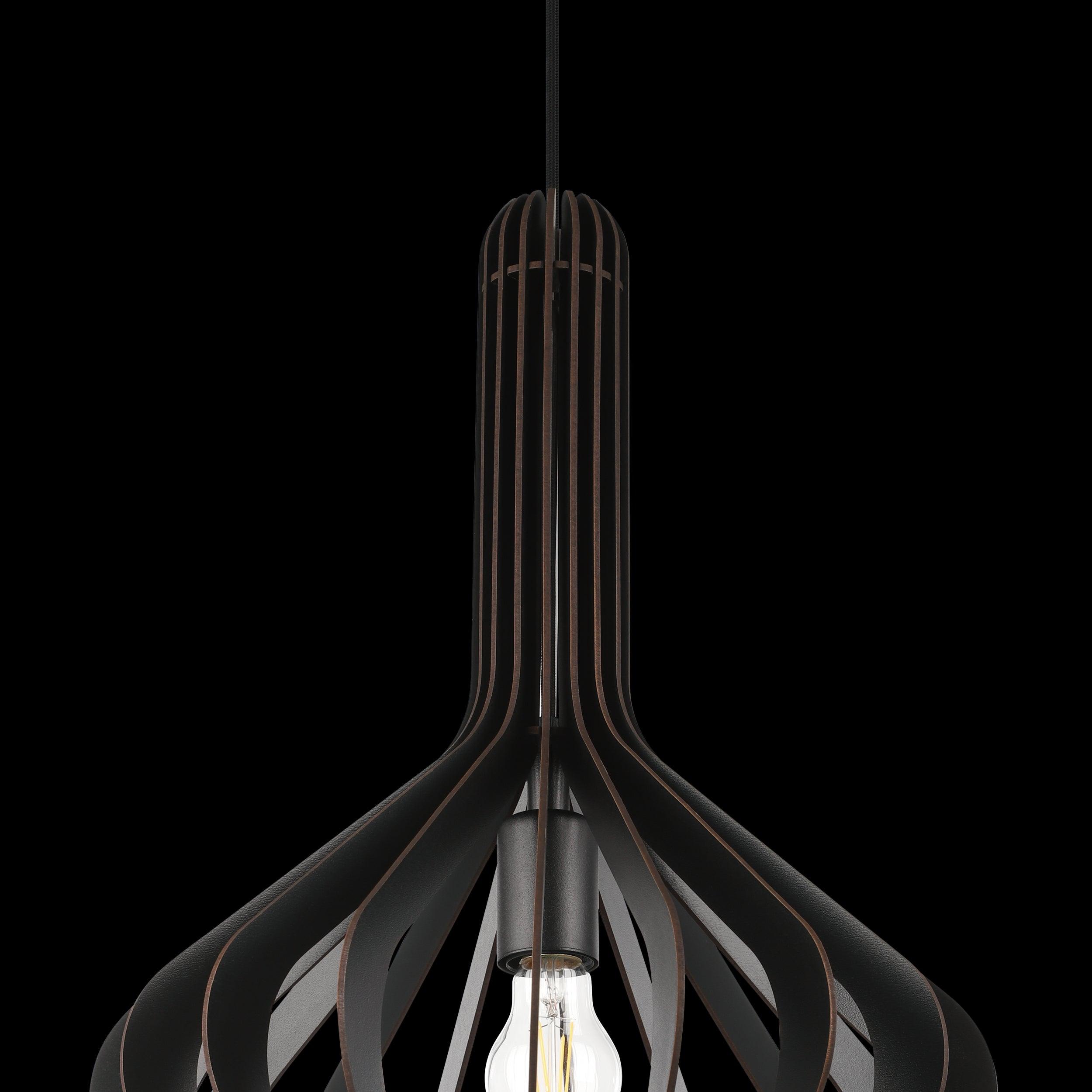 eglo velasco spherical black wood pendant Kitchen Lighting Close Up