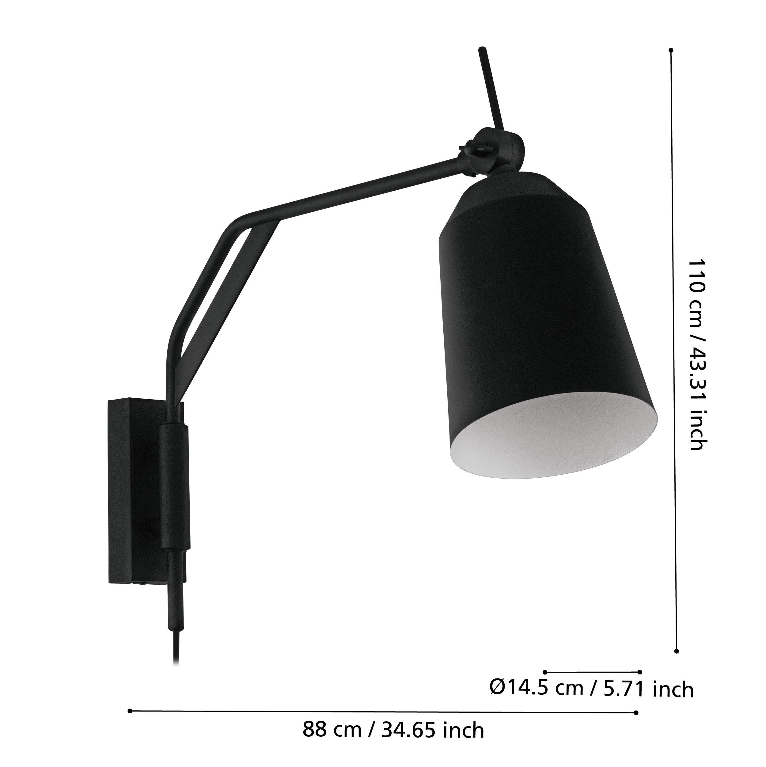 eglo loreto black metal wall light living room image