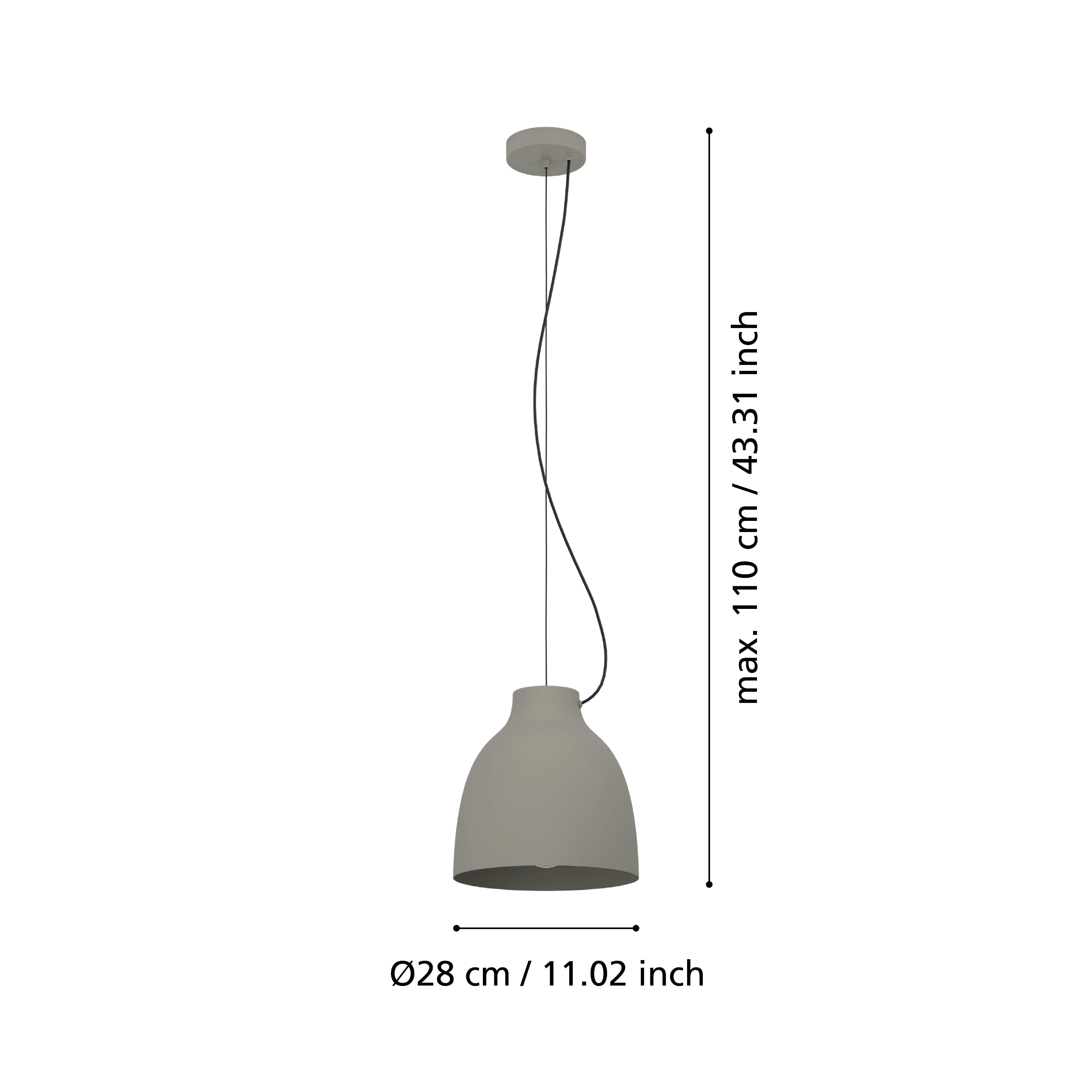 eglo camasca bell shaped taupe metal ceiling pendant living room close up