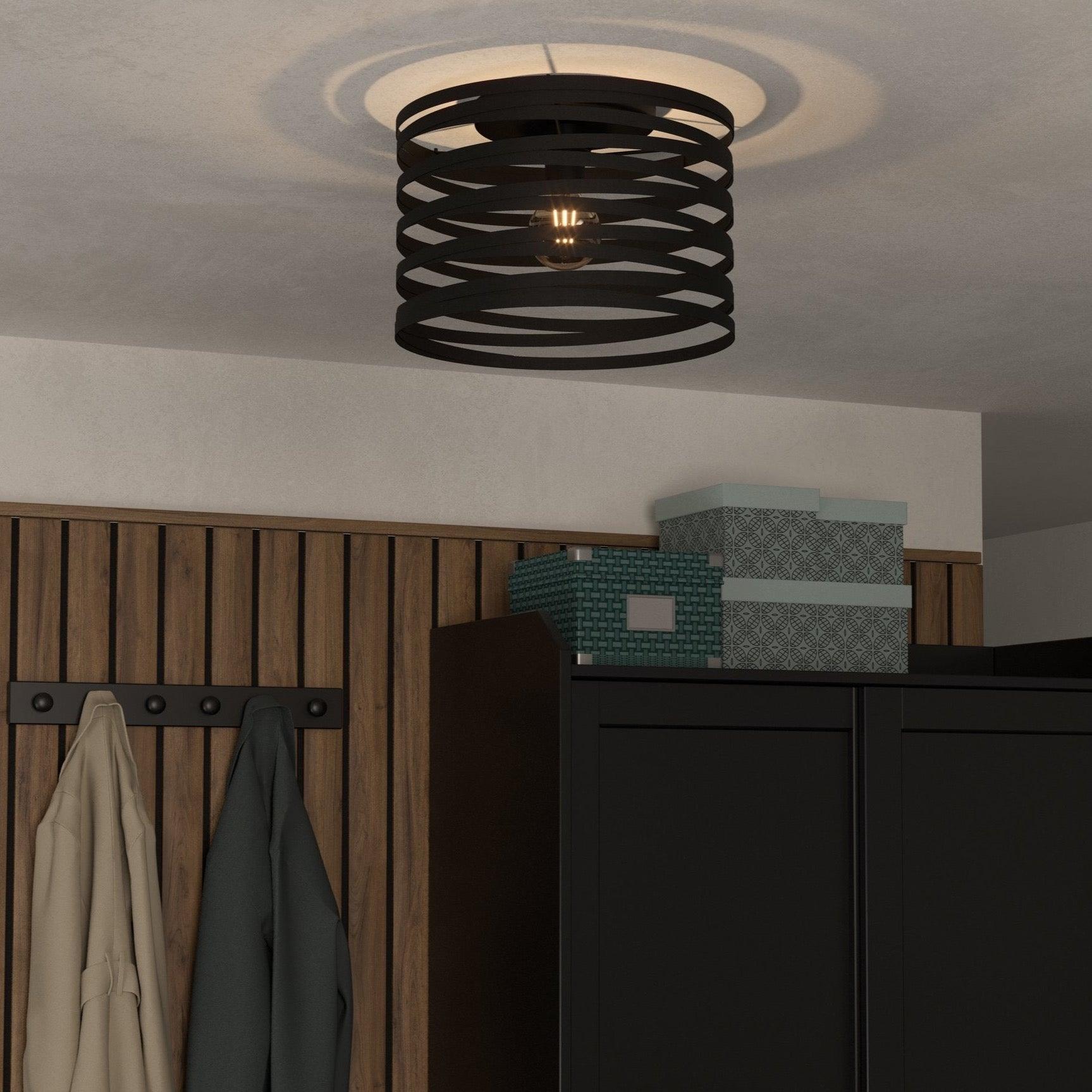 eglo cremella round black metal flush ceiling lampshade