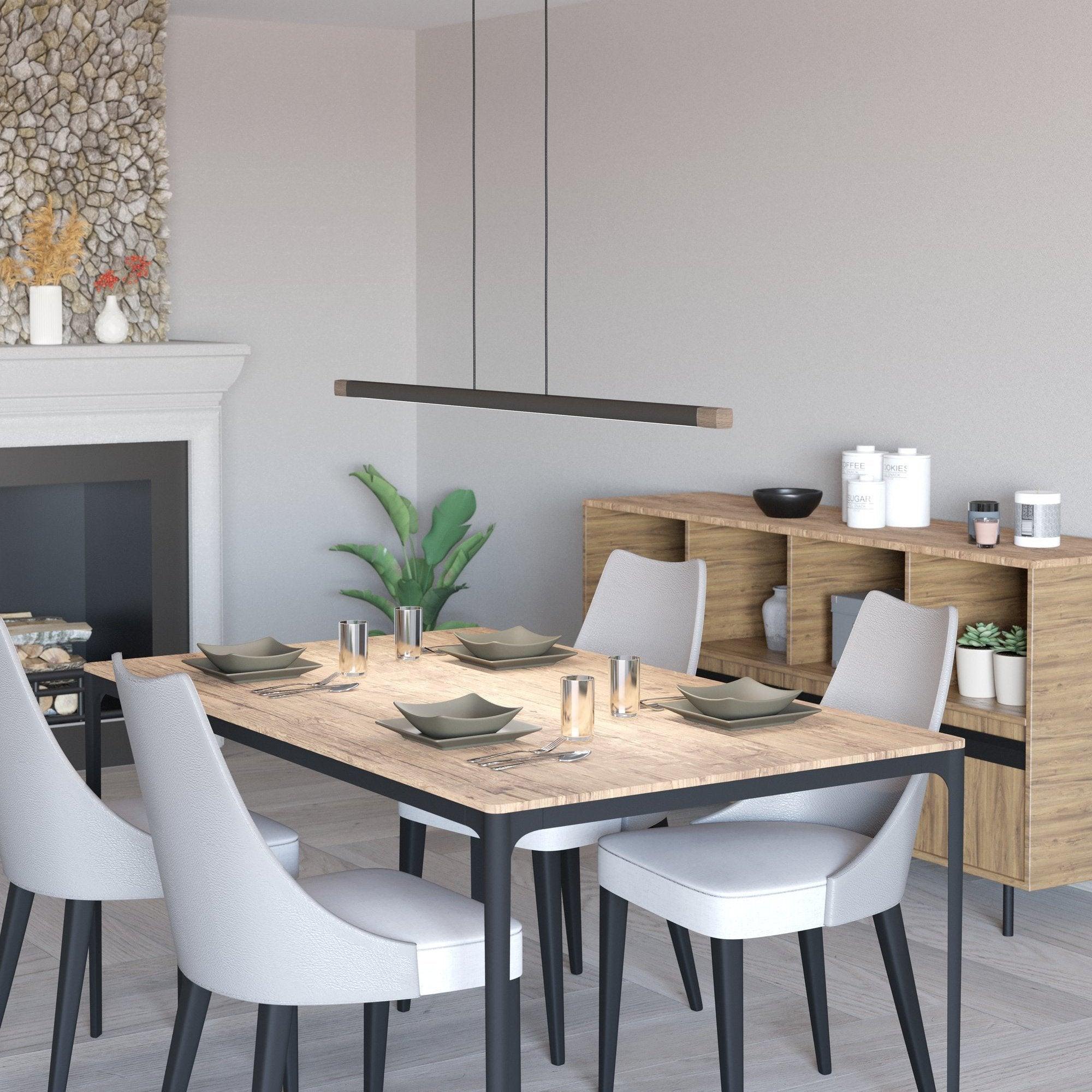 eglo lisciana led aluminium walnut effect pendant living room image
