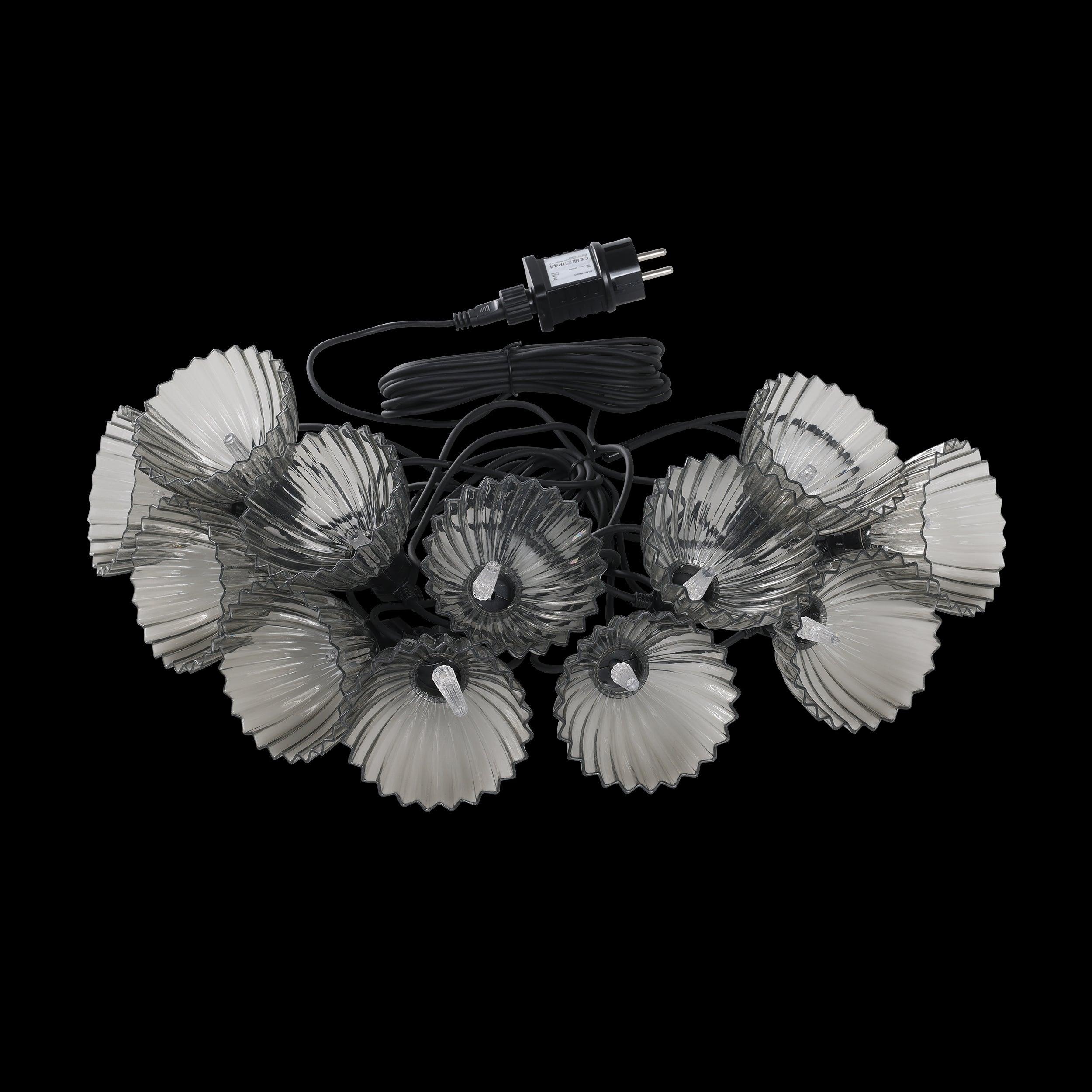 eglo cubone 12 light clear black shaded festoon party set ip44 living room image