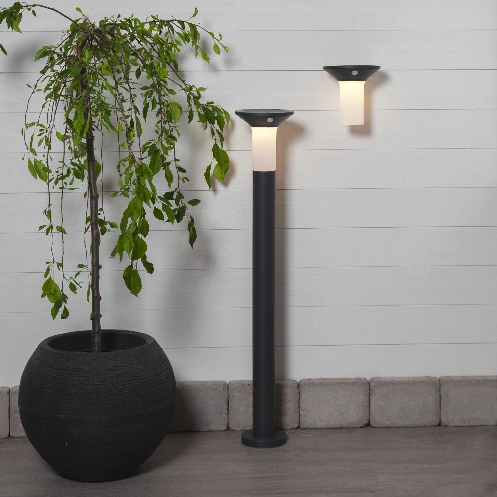 eglo corbezzola grey solar led ip44 bollard path light living room image
