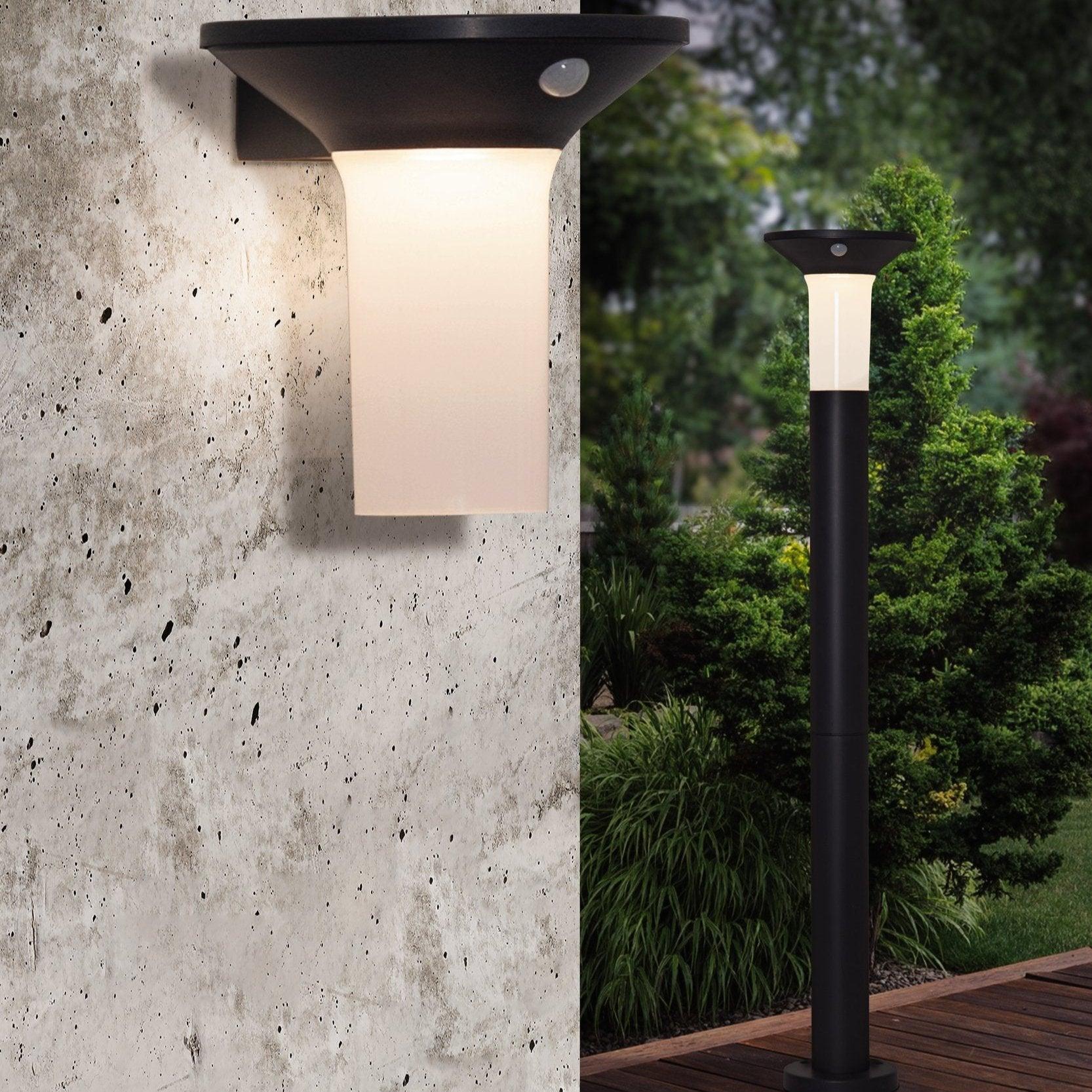 eglo corbezzola grey solar led ip44 bollard path light living room close up