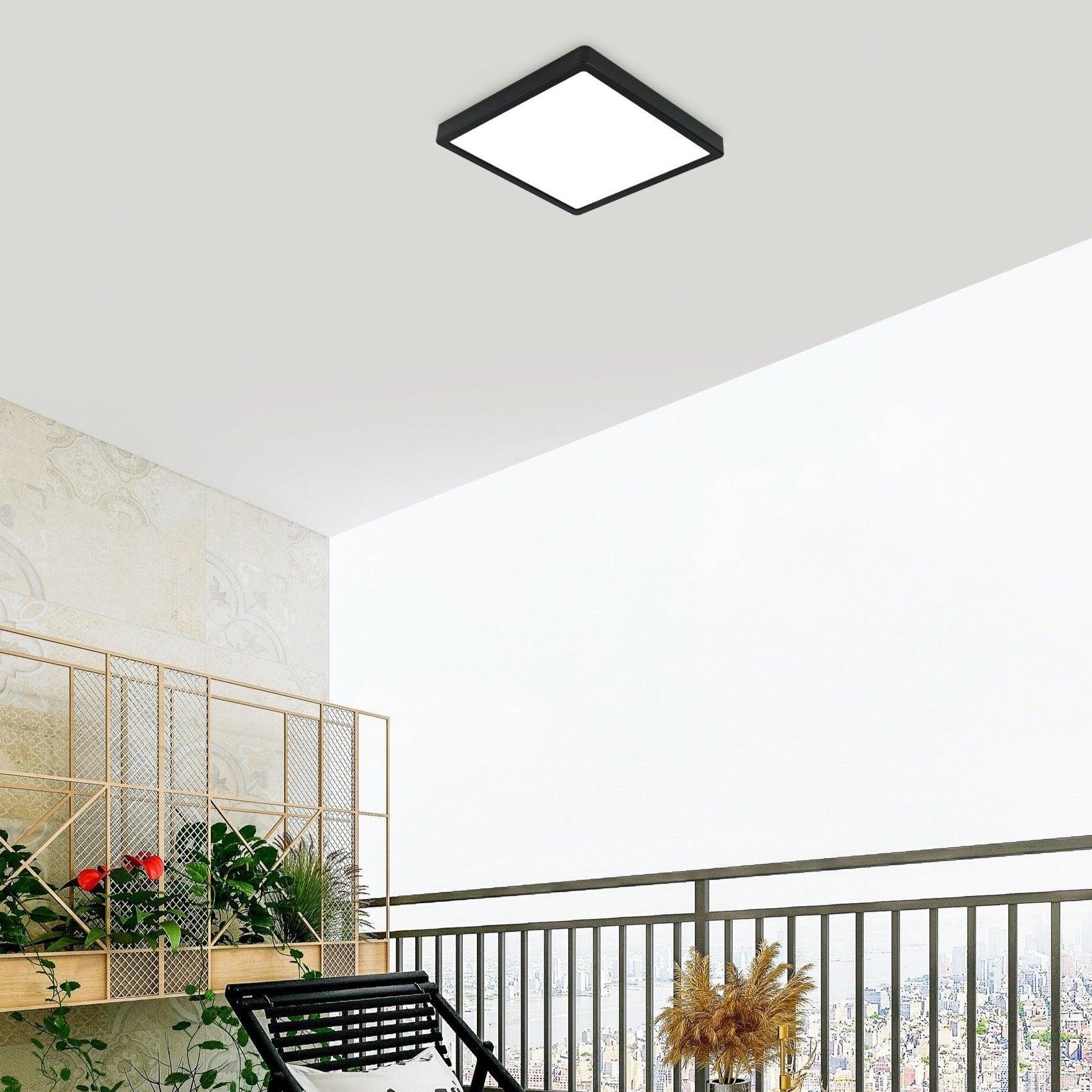 eglo argolis 2 black led square flush outdoor ceiling light