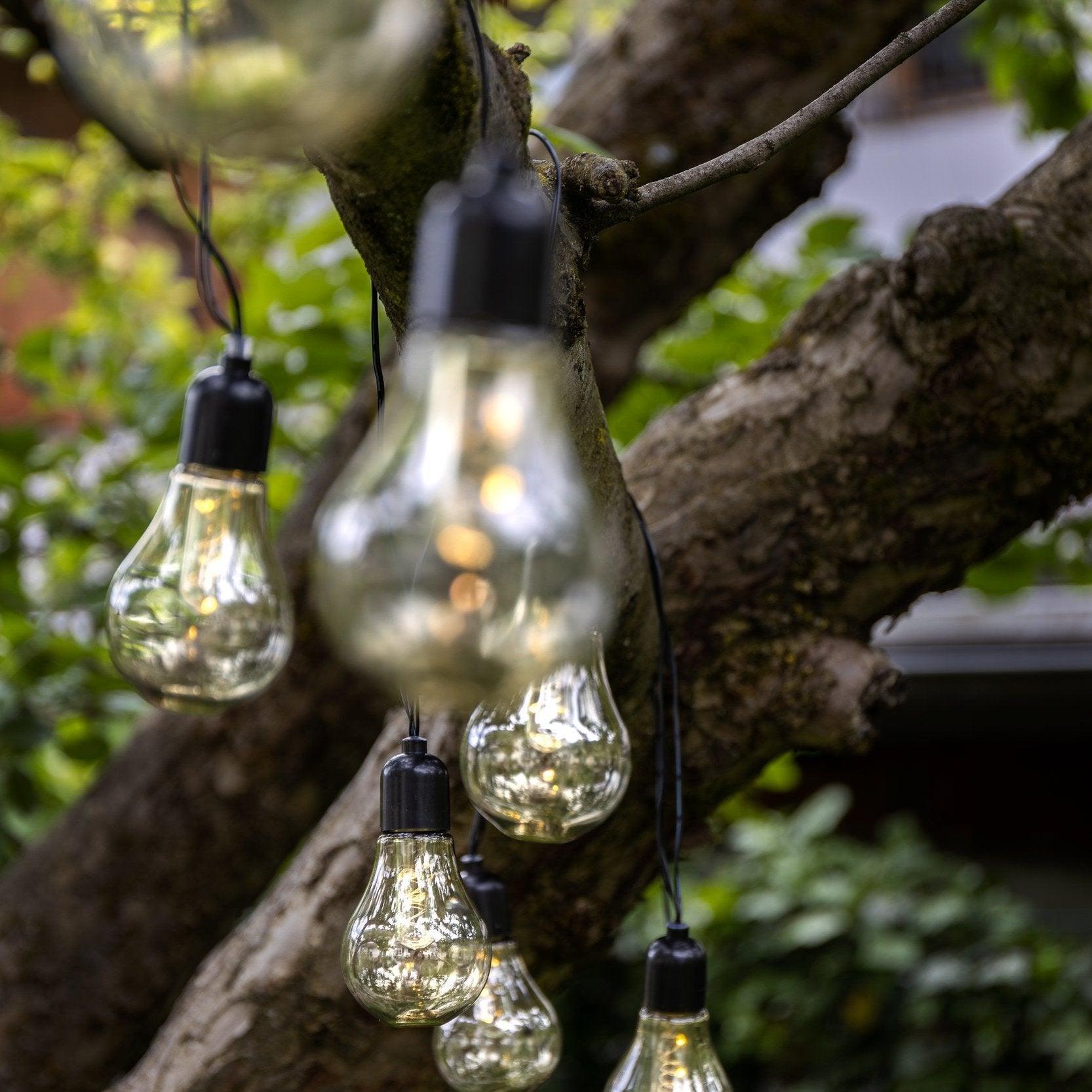 eglo libisa 10 light clear bulb festoon ip44 outdoor party set living room close up