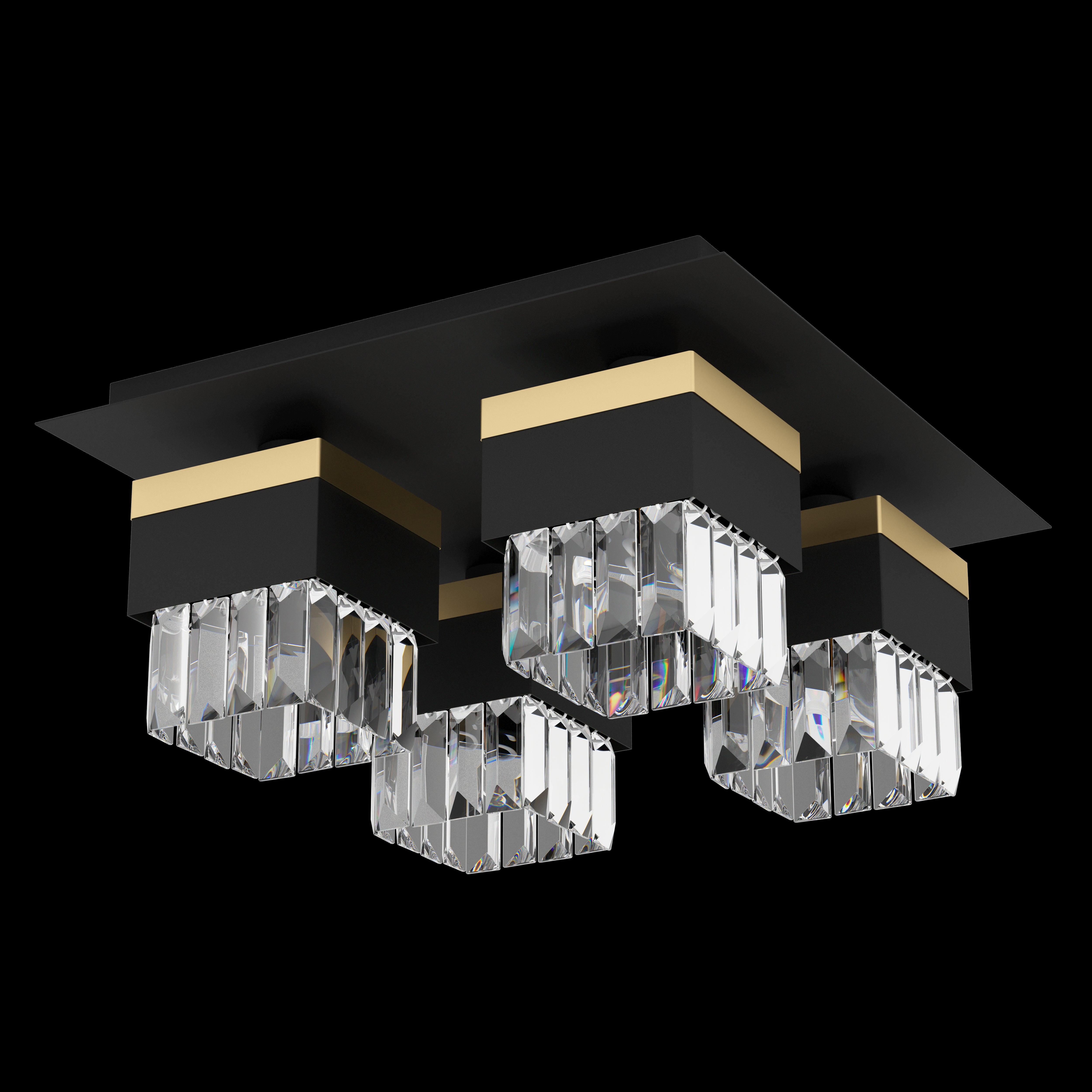 Eglo Barrancas 4 Light Black, Gold & Glass Crystal Ceiling Flush