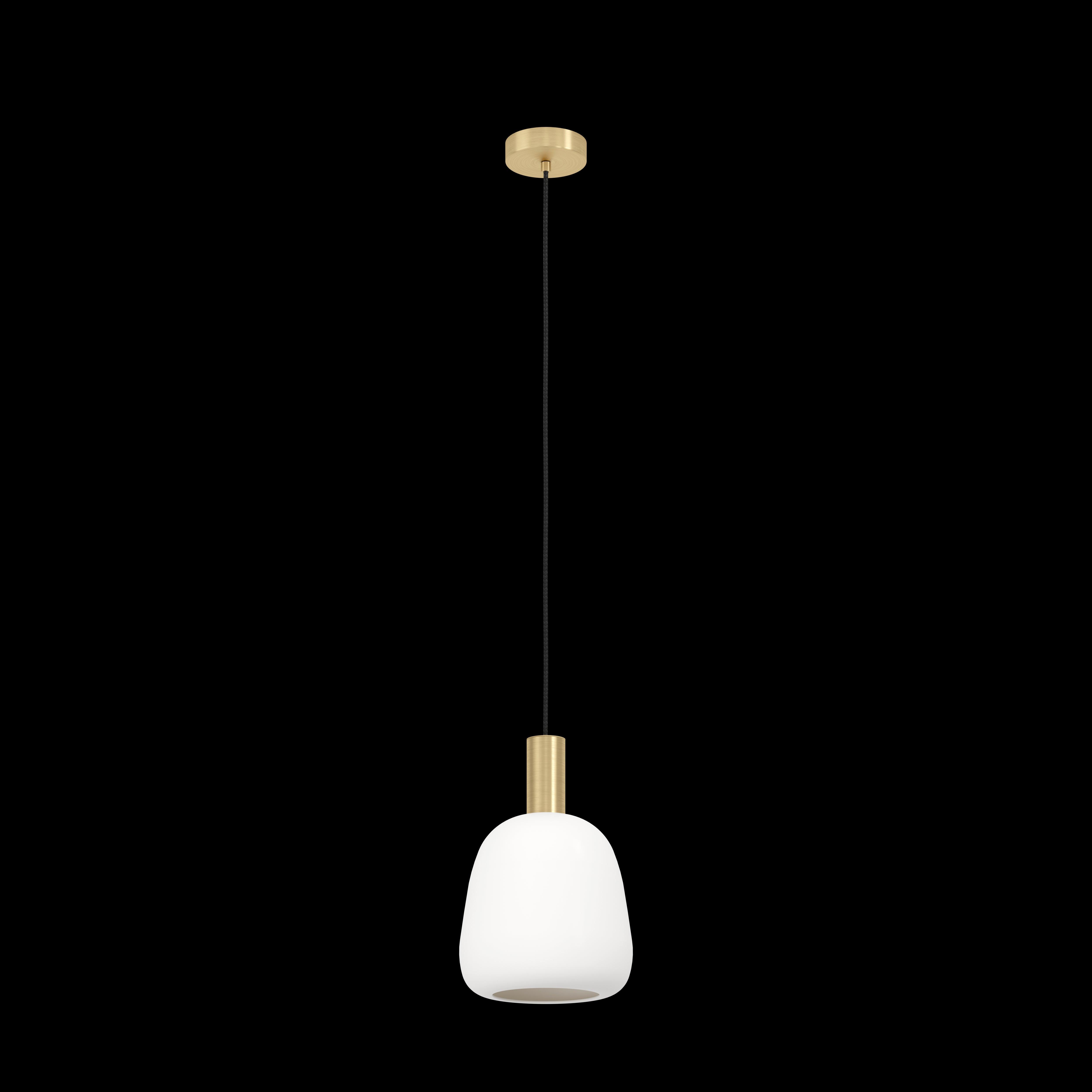 eglo manzanares opal glass brass ceiling pendant living room close up