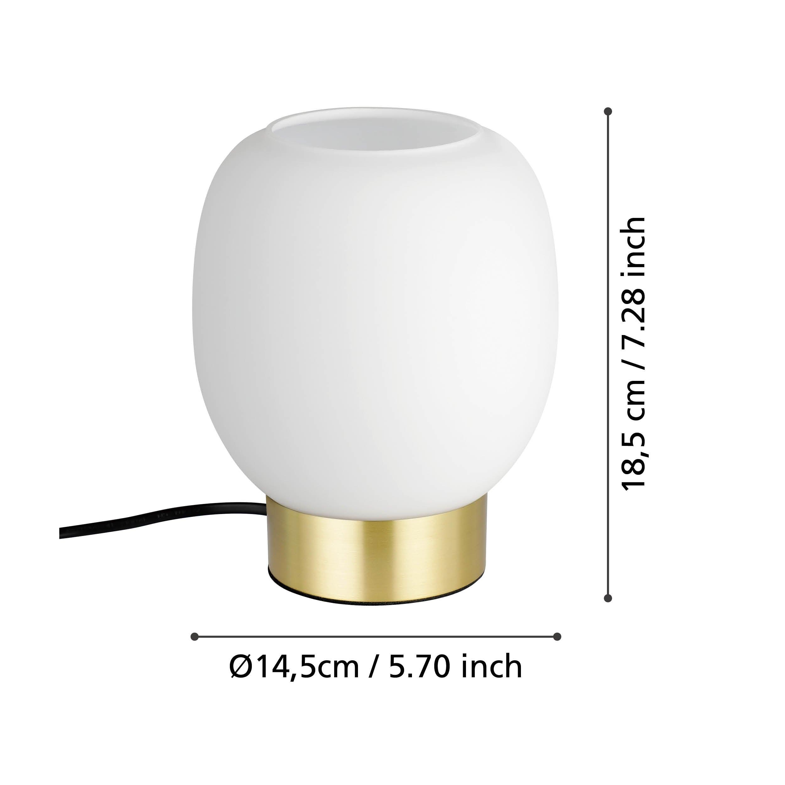 eglo manzanares brushed brass opal glass table lamp living room close up
