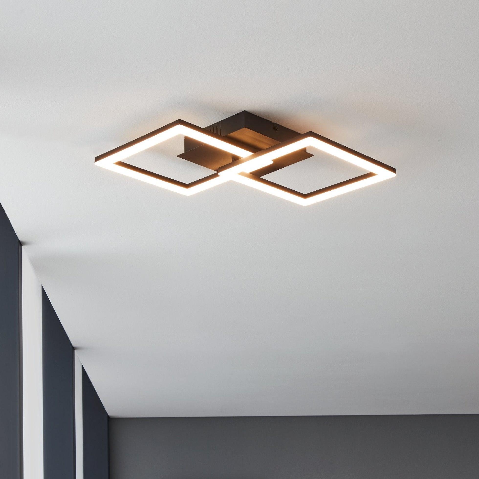 eglo connect paranday z smart led black white flush 2 square design