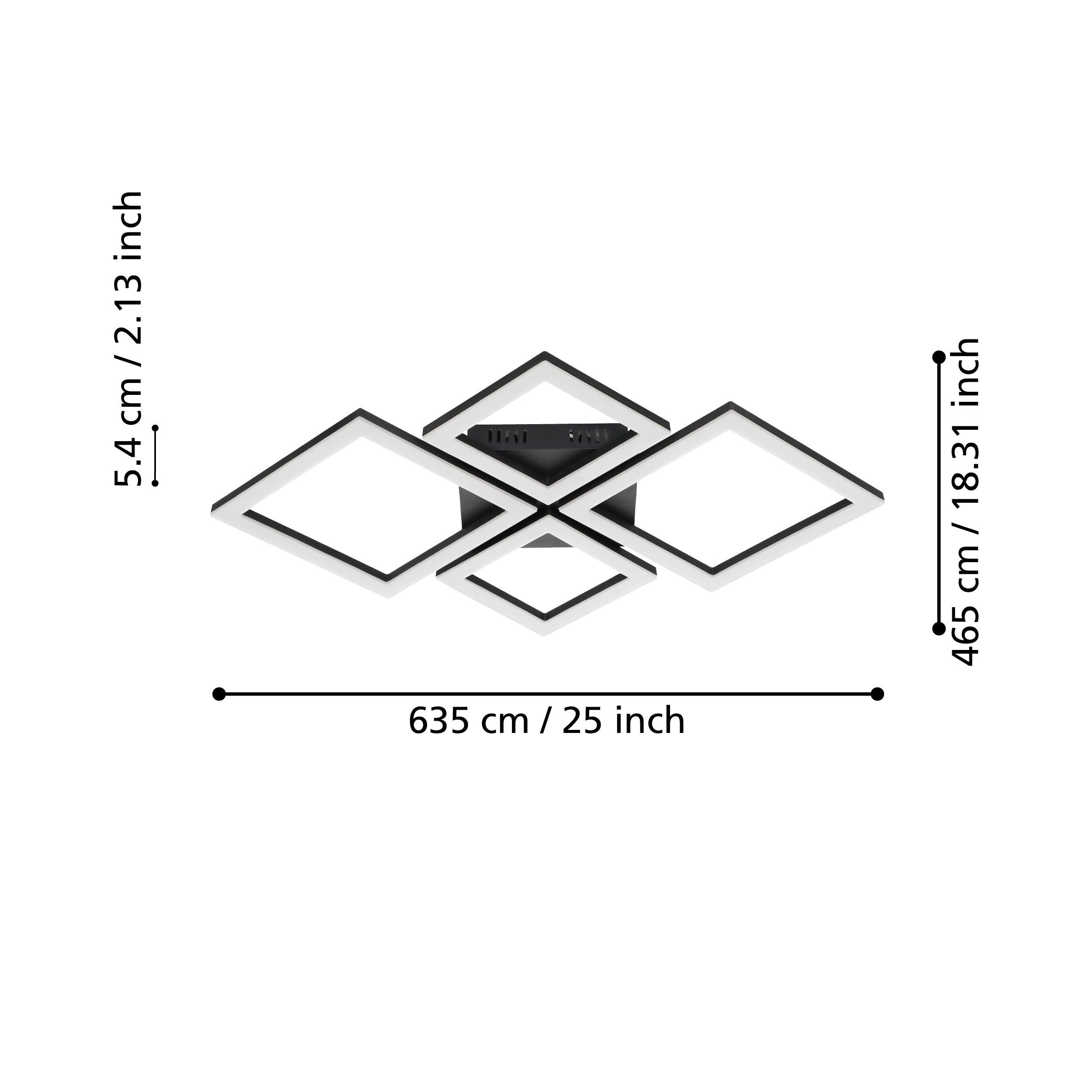 Eglo Connect Paranday-Z Smart LED Black & White Flush - 4 Square Design-WAREHOUSE-40-200326